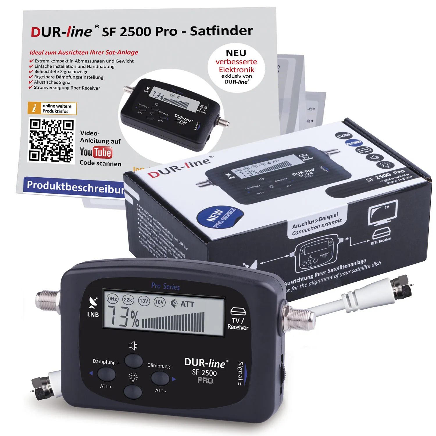 DUR-line SF 2500 Pro Satfinder – Komplettansicht DUR-line SF 2500 Pro - Satfinder