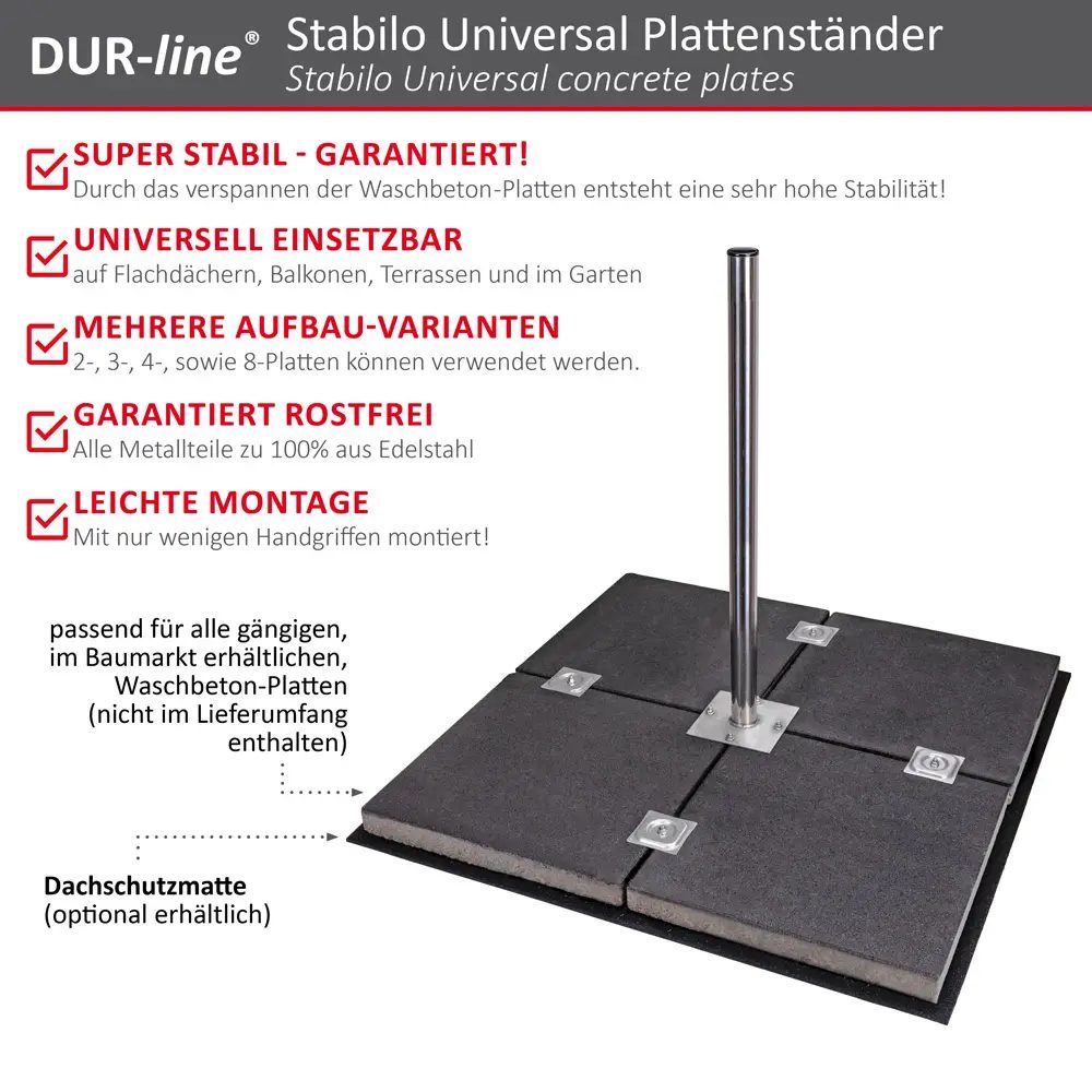 DUR-line Stabilo 4PL Edelstahl - Universal Plattenständer