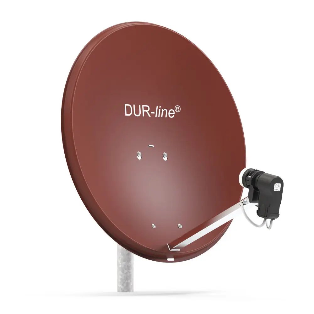 DUR-line MDA 60 Rot - Digiatale 2 Teilnehmer Satellitenschüssel Komplett-Anlage mit +Ultra Twin - LNB