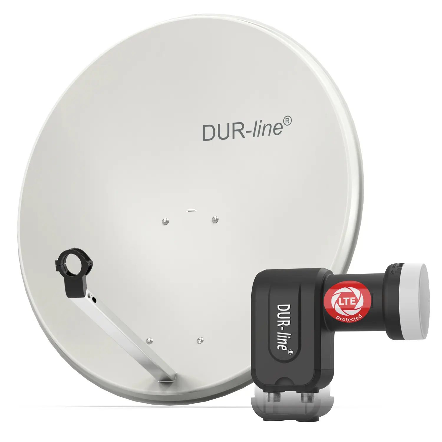 DUR-line MDA 80 Hellgrau - Digiatale 2 Teilnehmer Satellitenschüssel Komplett-Anlage mit +Ultra Twin - LNB 