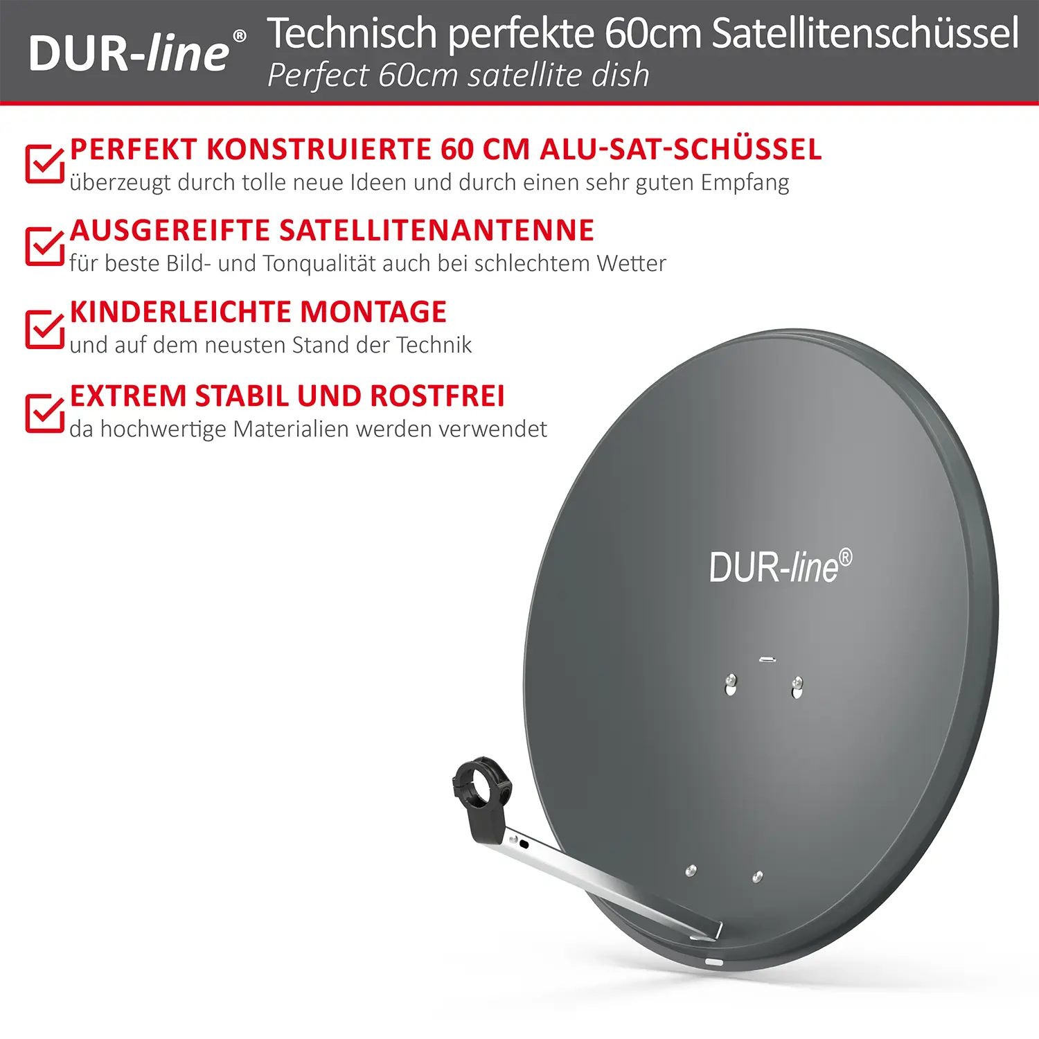 DUR-line MDA 60 Anthrazit - Alu Sat-Reflektor
