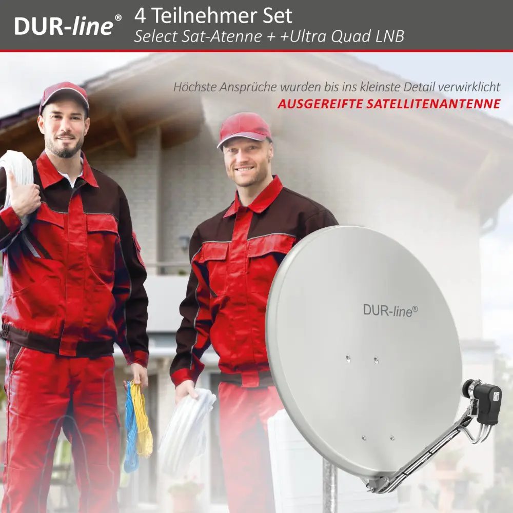 DUR-line Select 75/80 Hellgrau - Sat-Komplettanlage mit Quad LNB