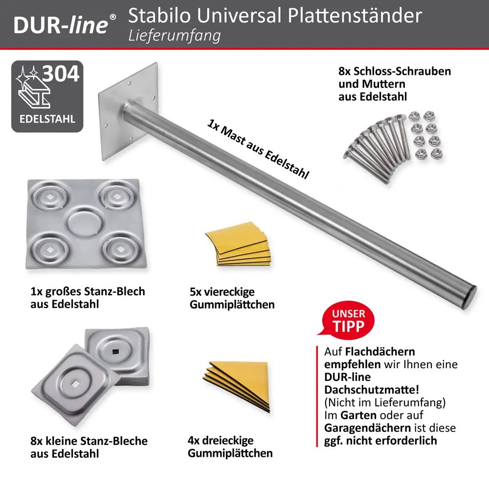 DUR-line Stabilo 4PL Edelstahl - Universal Plattenständer
