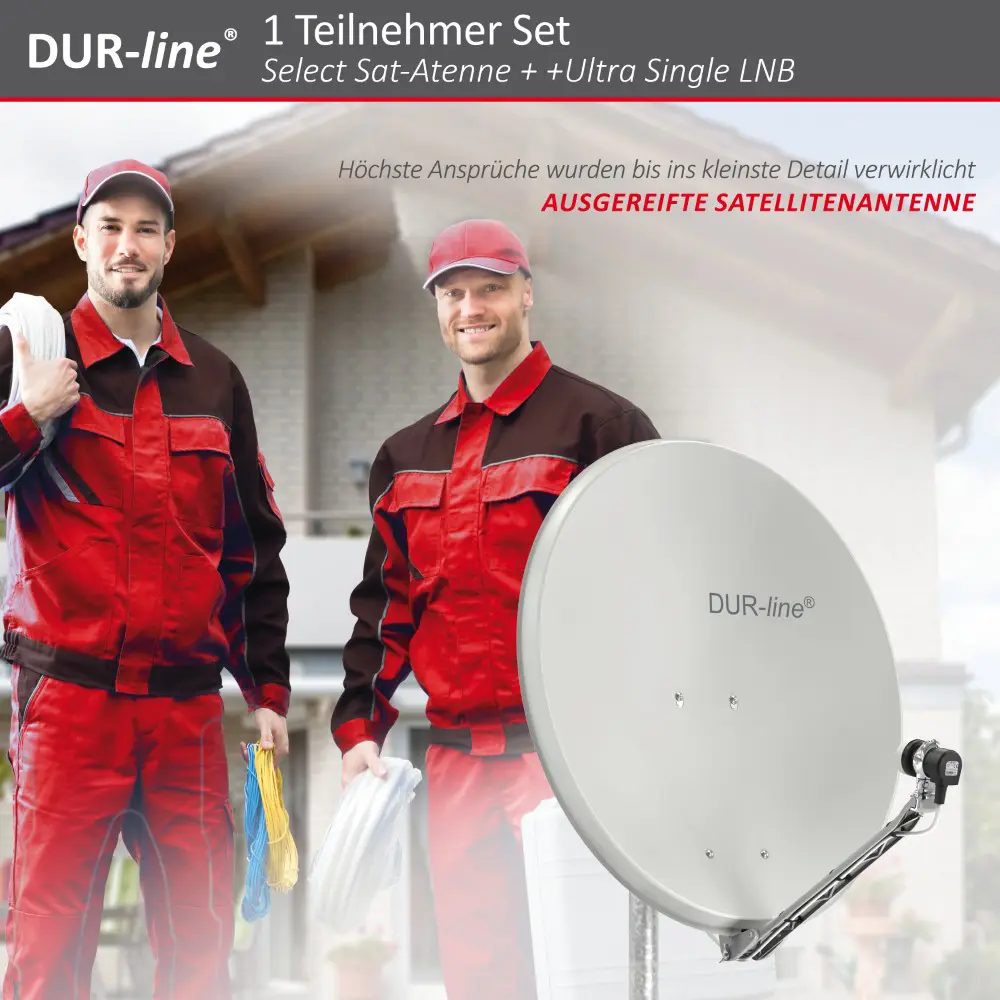 DUR-line Select 75/80 Hellgrau - Sat-Komplettanlage mit Single LNB