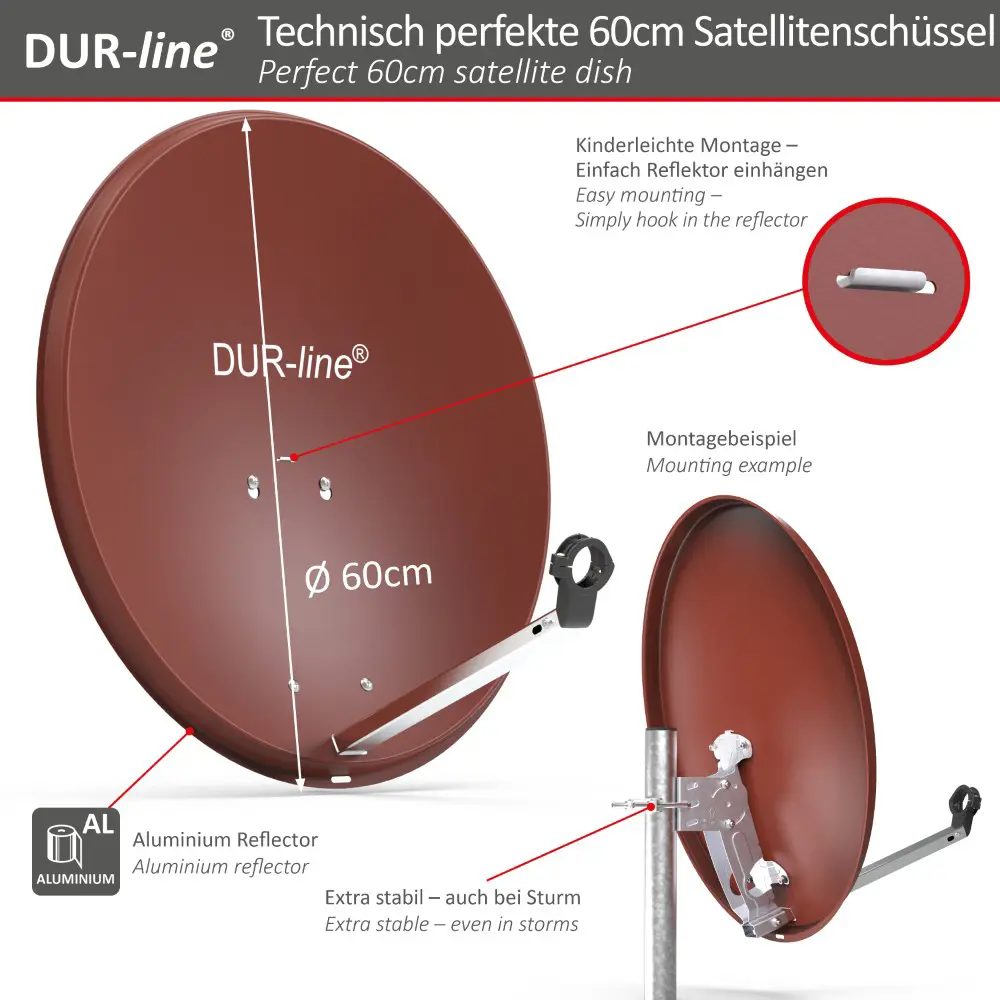 DUR-line MDA 60 Rot - Alu Sat-Reflektor