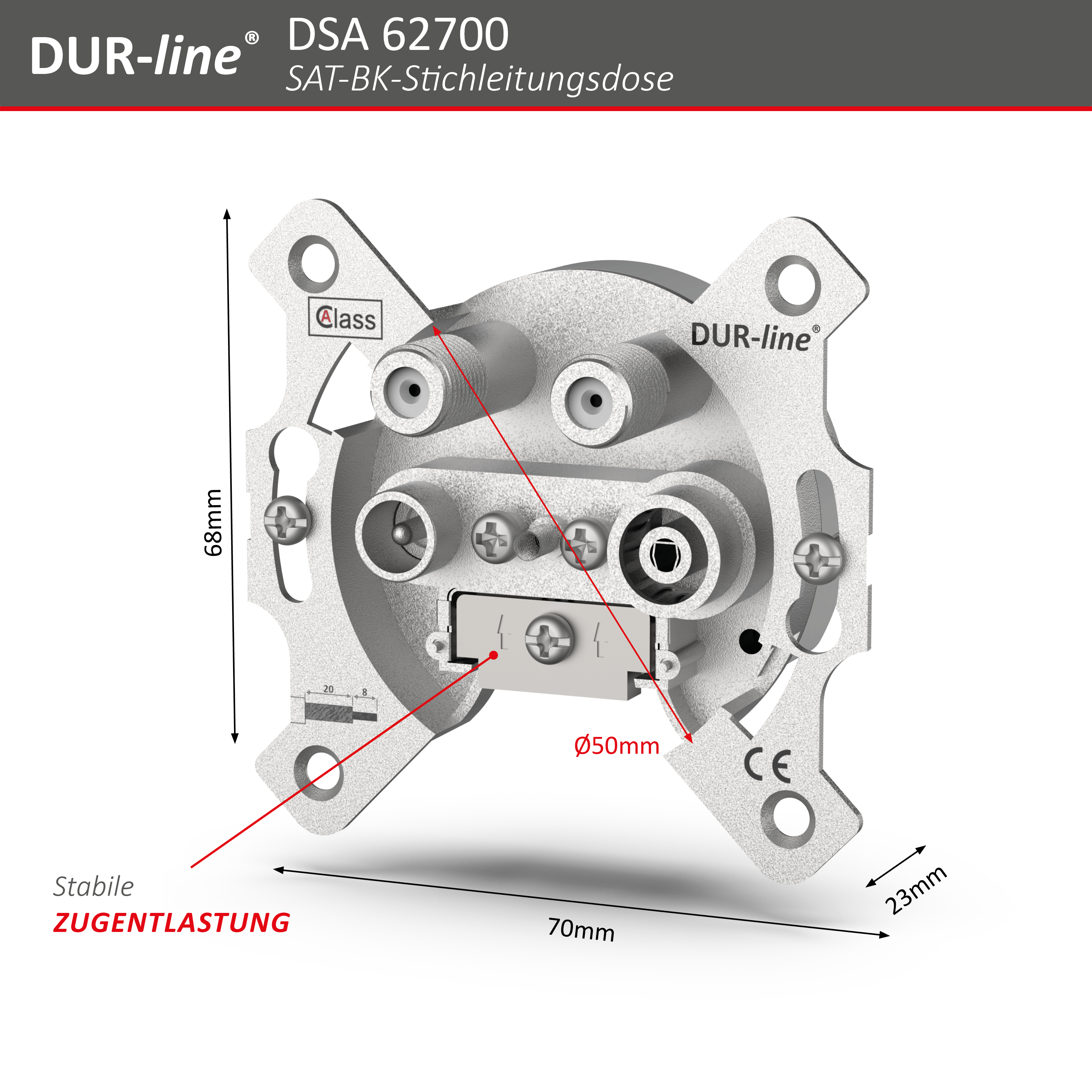 DUR-line DSA 62700 - Sat-Stichleitungsdose – Abmessungen DUR-line DSA 62700 - Sat-Stichleitungsdose – Abmessungen