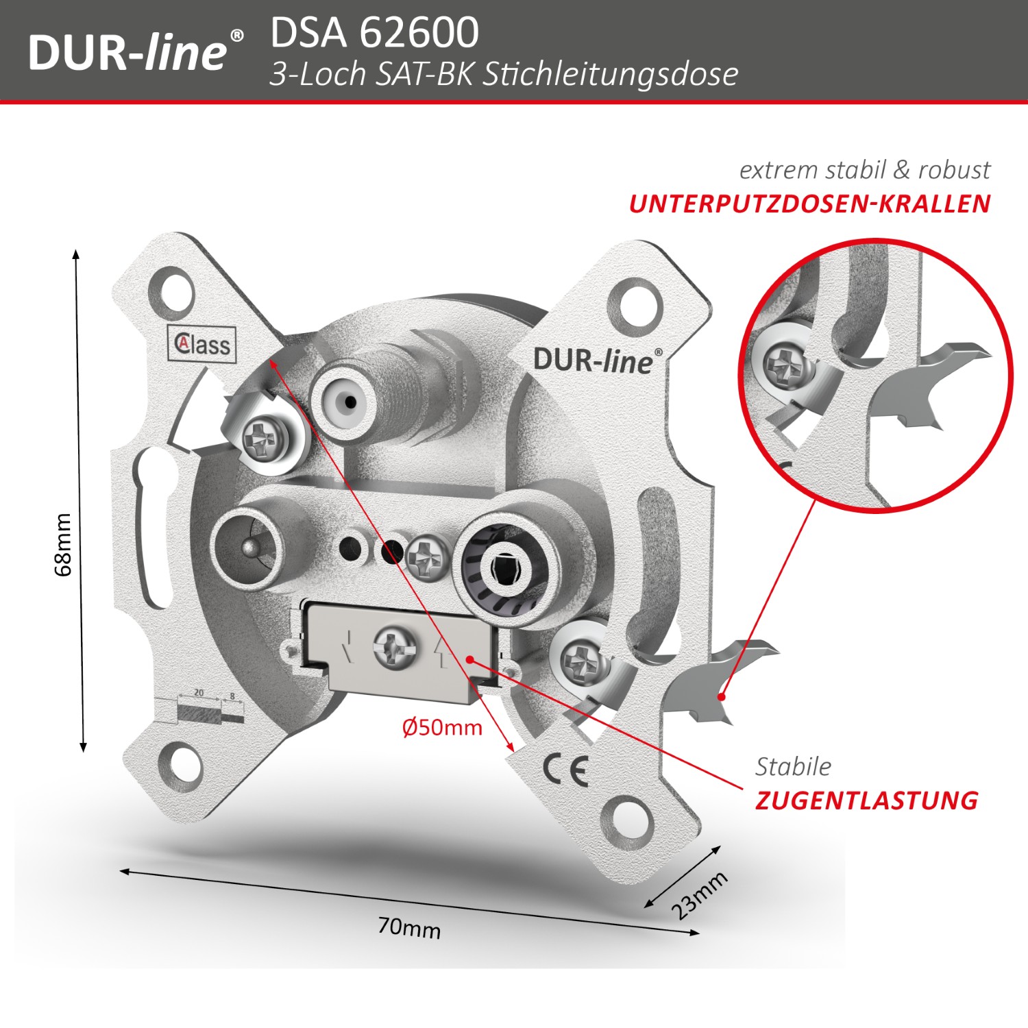 DUR-line DSA 62600 - Sat-Stichleitungsdose – Abmessungen