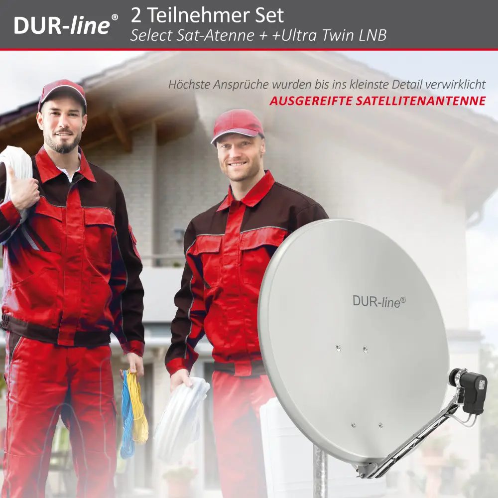 DUR-line Select 75/80 Hellgrau - Sat-Komplettanlage mit Twin LNB