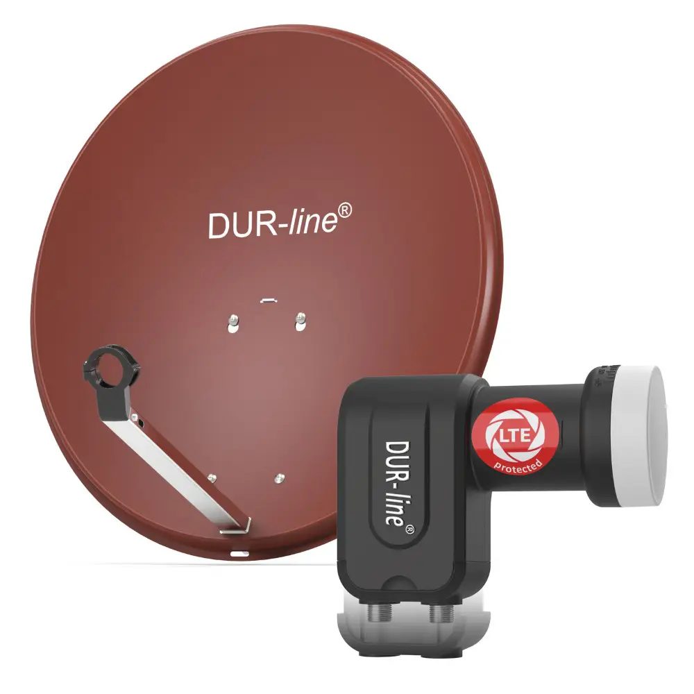 DUR-line MDA 60 Rot - Digiatale 2 Teilnehmer Satellitenschüssel Komplett-Anlage mit +Ultra Twin - LNB DUR-line MDA 60 Rot - Digiatale 2 Teilnehmer Satellitenschüssel Komplett-Anlage mit +Ultra Twin - LNB