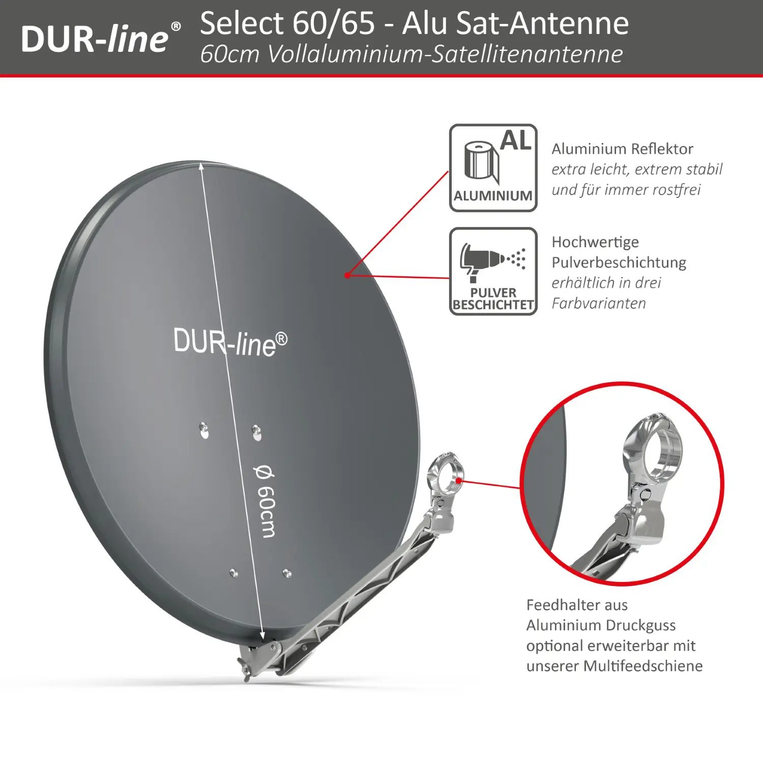 DUR-line Select 60/65 Anthrazit - Alu Sat-Reflektor DUR-line Select 60/65 Anthrazit - Alu Sat-Reflektor
