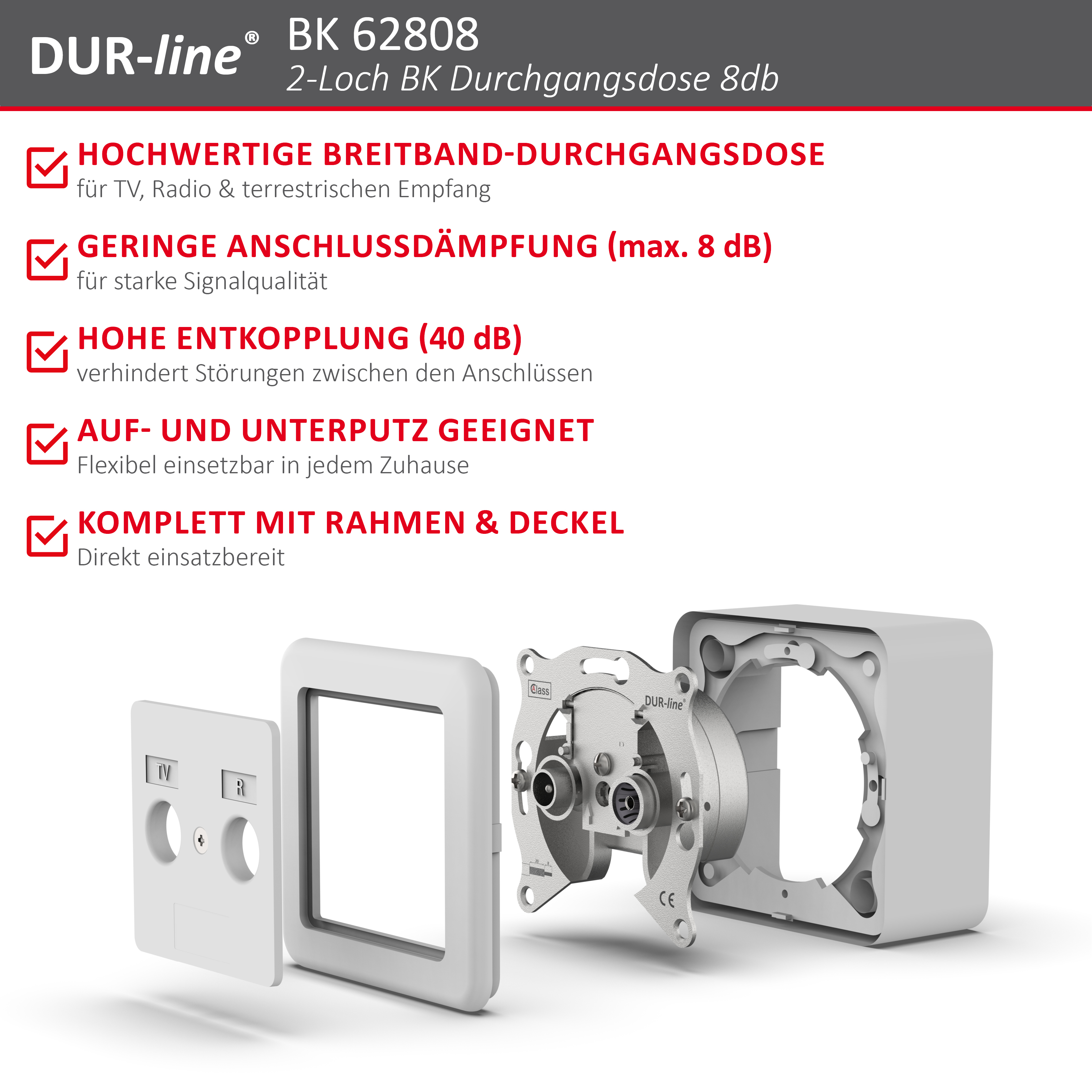 DUR-line DBK 08dB - BK-Durchgangsdose – Produktmerkmale im Überblick