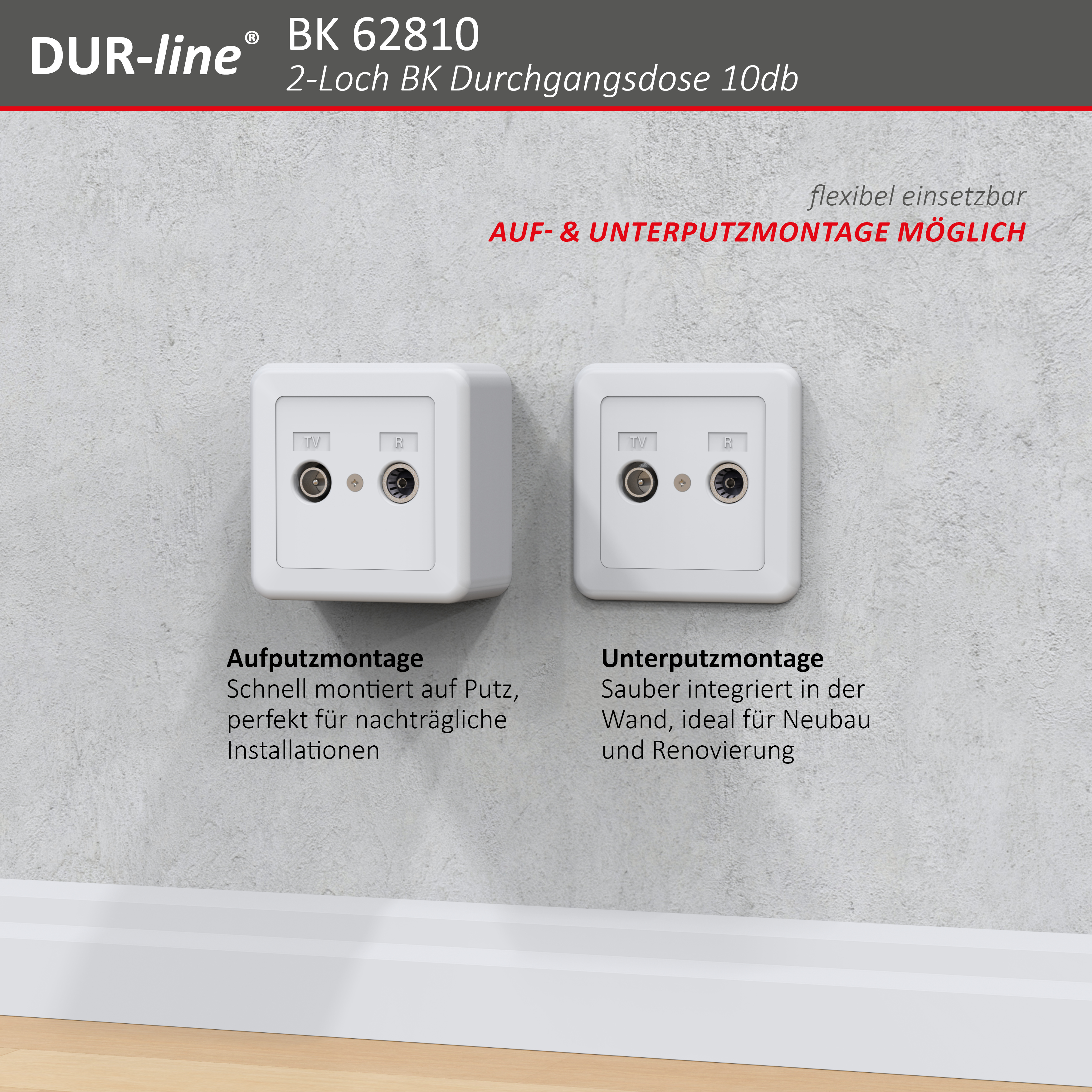 DUR-line DBK 08dB - BK-Durchgangsdose – Abmessungen DUR-line DBK 08dB - BK-Durchgangsdose – Abmessungen