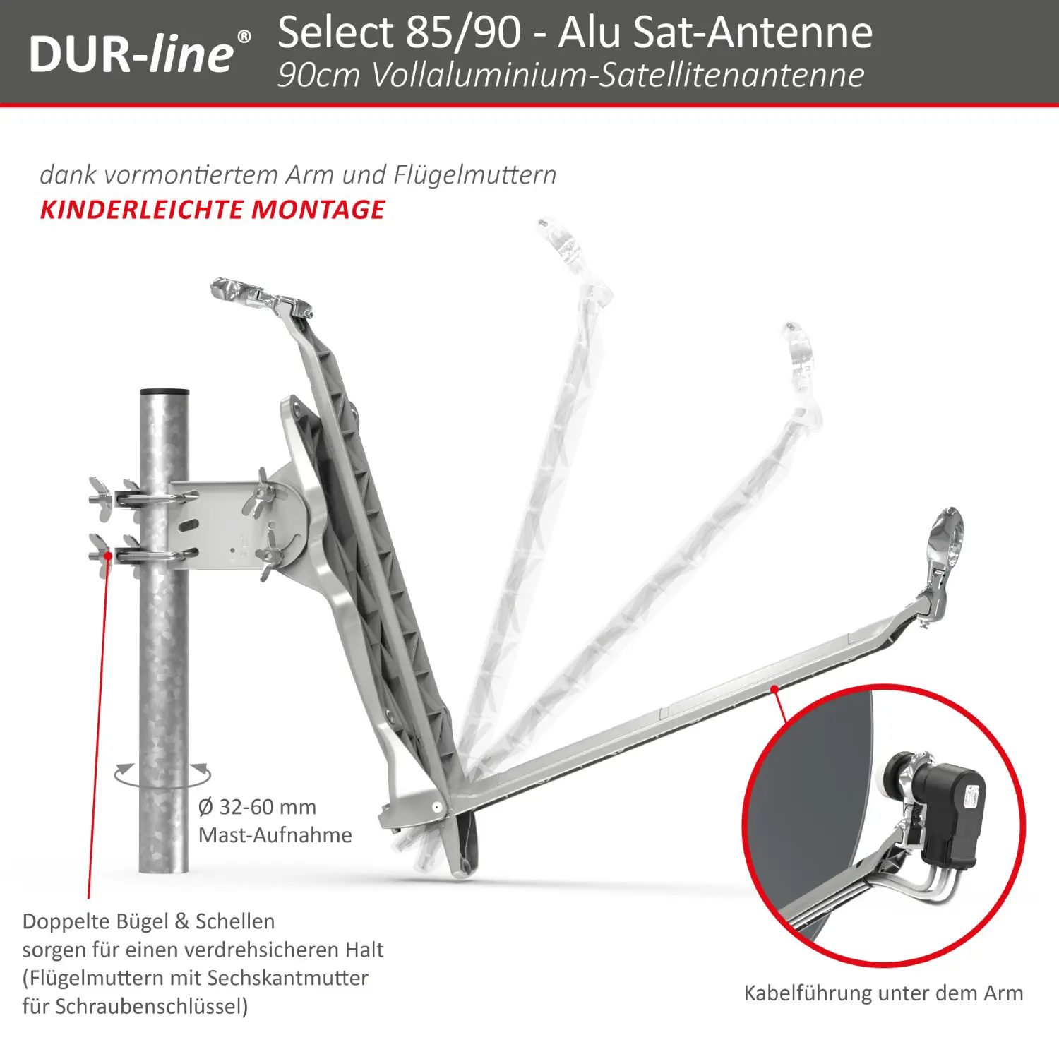 DUR-line Select 85/90 Anthrazit - Alu Sat-Reflektor