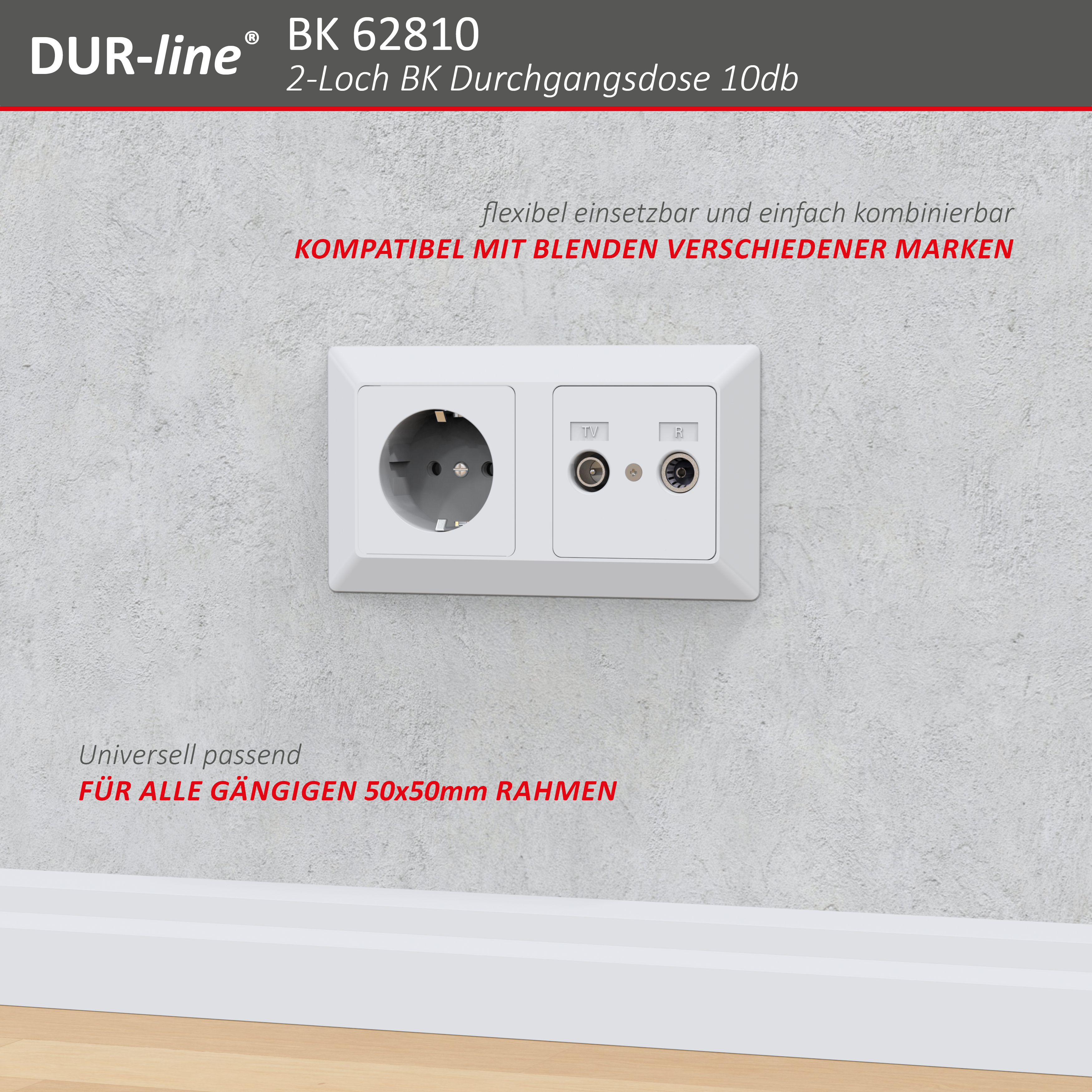 DUR-line DBK 08dB - BK-Durchgangsdose – Abmessungen DUR-line DBK 08dB - BK-Durchgangsdose – Abmessungen