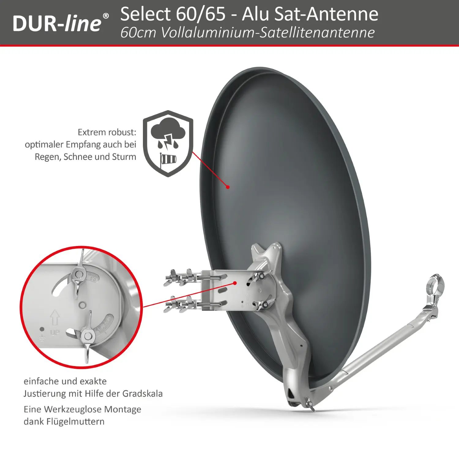 DUR-line Select 60/65 Anthrazit - Alu Sat-Reflektor DUR-line Select 60/65 Anthrazit - Alu Sat-Reflektor