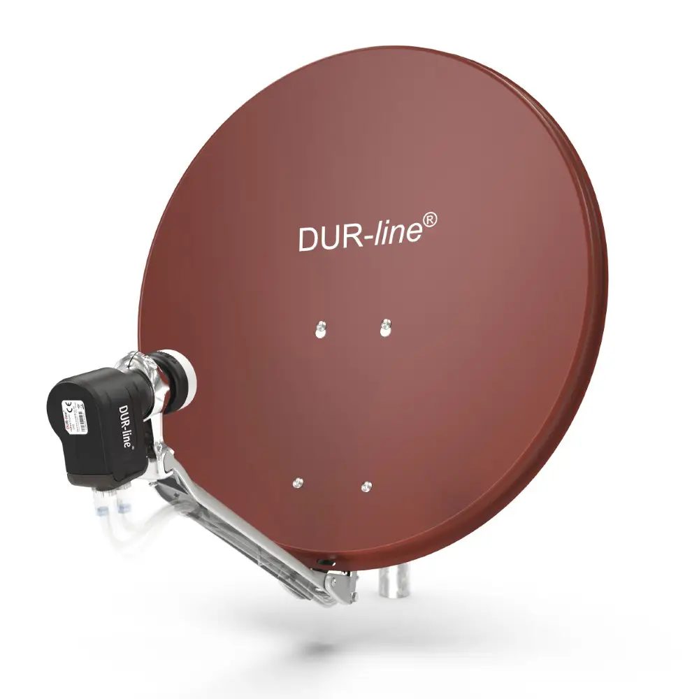 DUR-line Select 4 Teilnehmer Set - Qualitäts-Alu-Satelliten-Komplettanlage - Select 60cm/65cm Spiegel/Schüssel Rot + Quad LNB - für 4 Receiver/TV DUR-line Select 4 Teilnehmer Set - Qualitäts-Alu-Satelliten-Komplettanlage - Select 60cm/65cm Spiegel/Schüssel Rot + Quad LNB - für 4 Receiver/TV