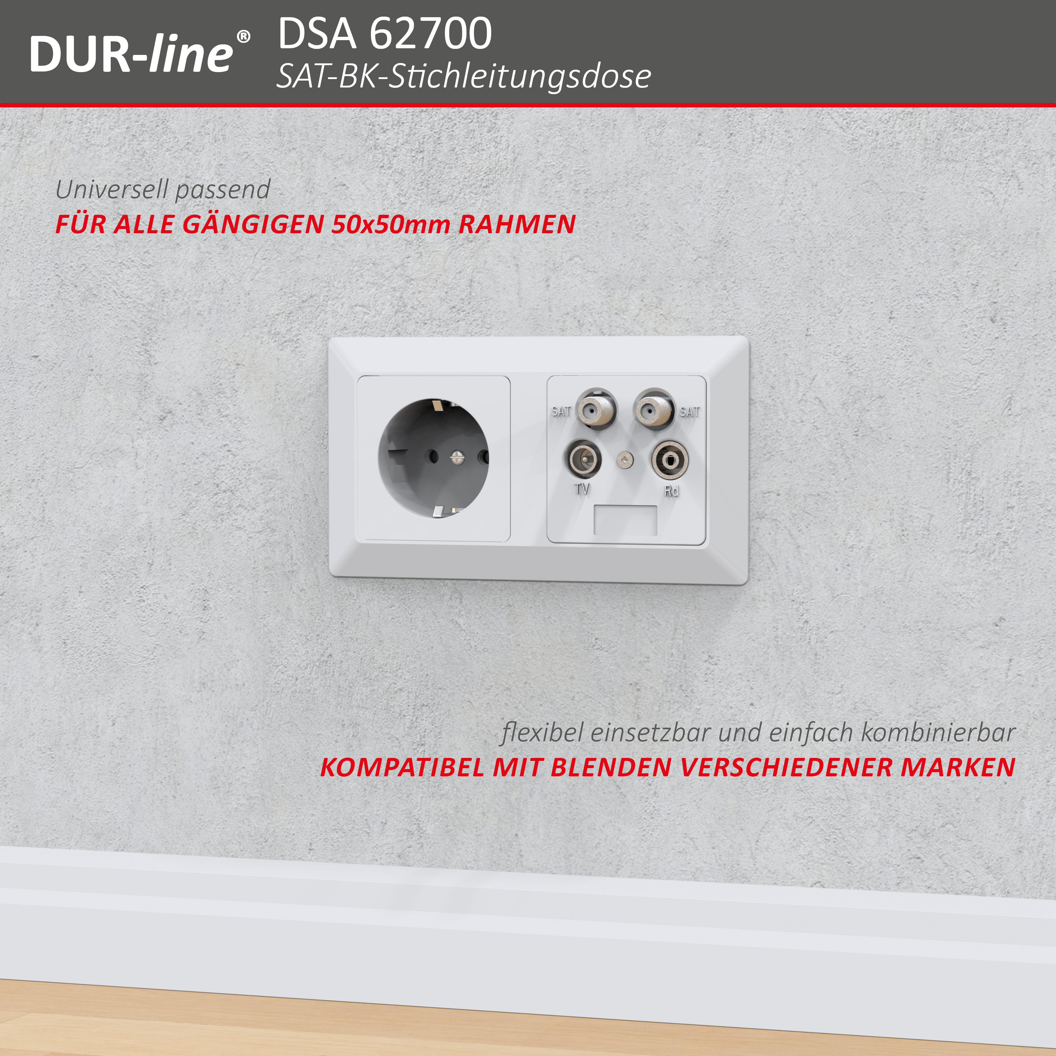 DUR-line DSA 62700 - Sat-Stichleitungsdose – Abmessungen