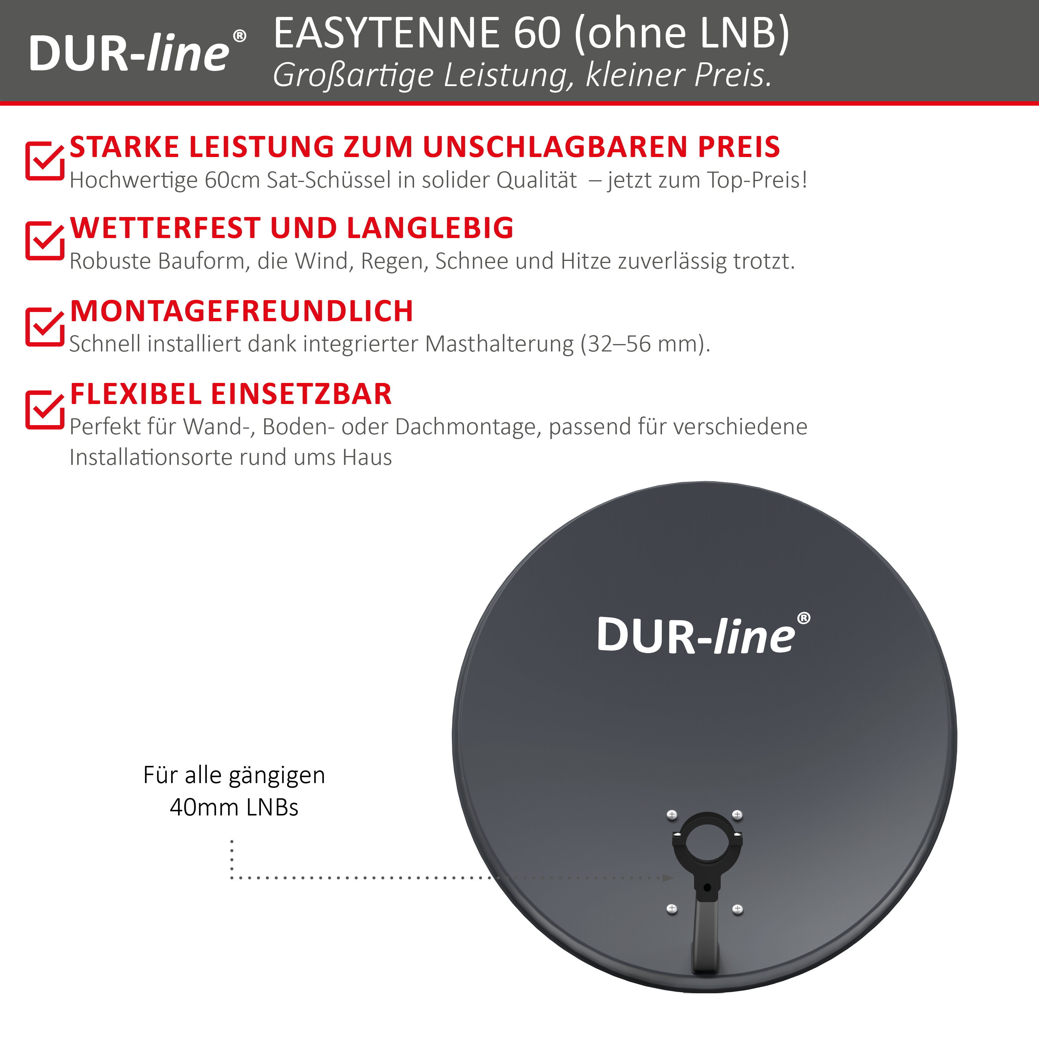 DUR-line EASYTENNE 60 Anthrazit – Produktmerkmale im Überblick