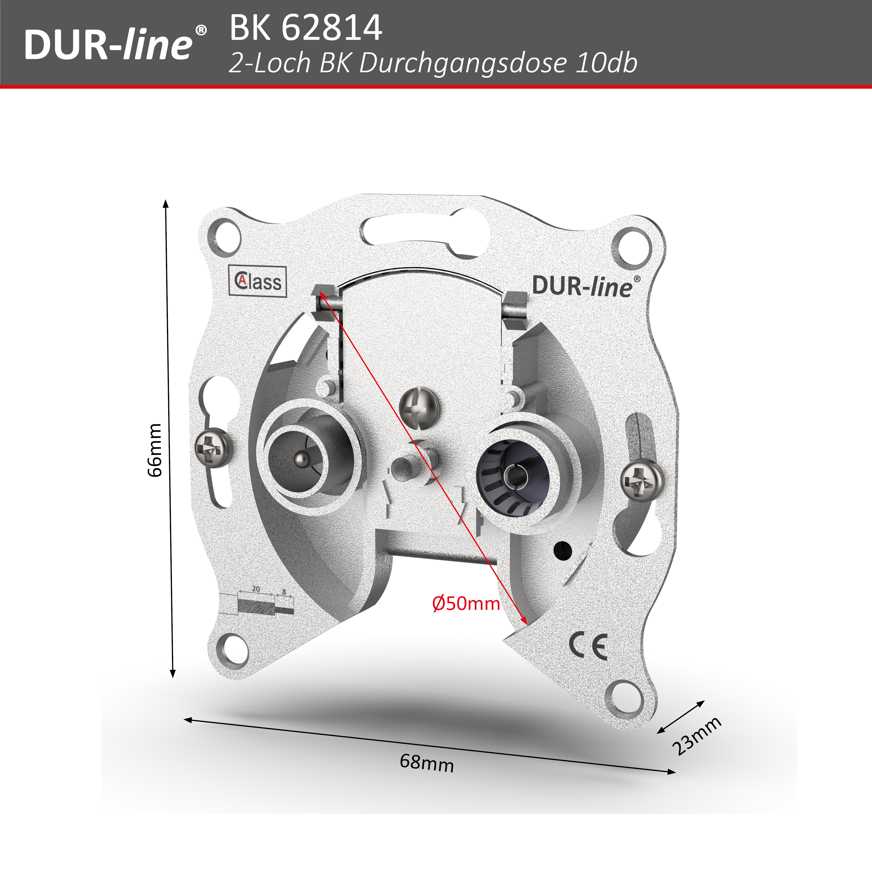 DUR-line DBK 08dB - BK-Durchgangsdose – Abmessungen