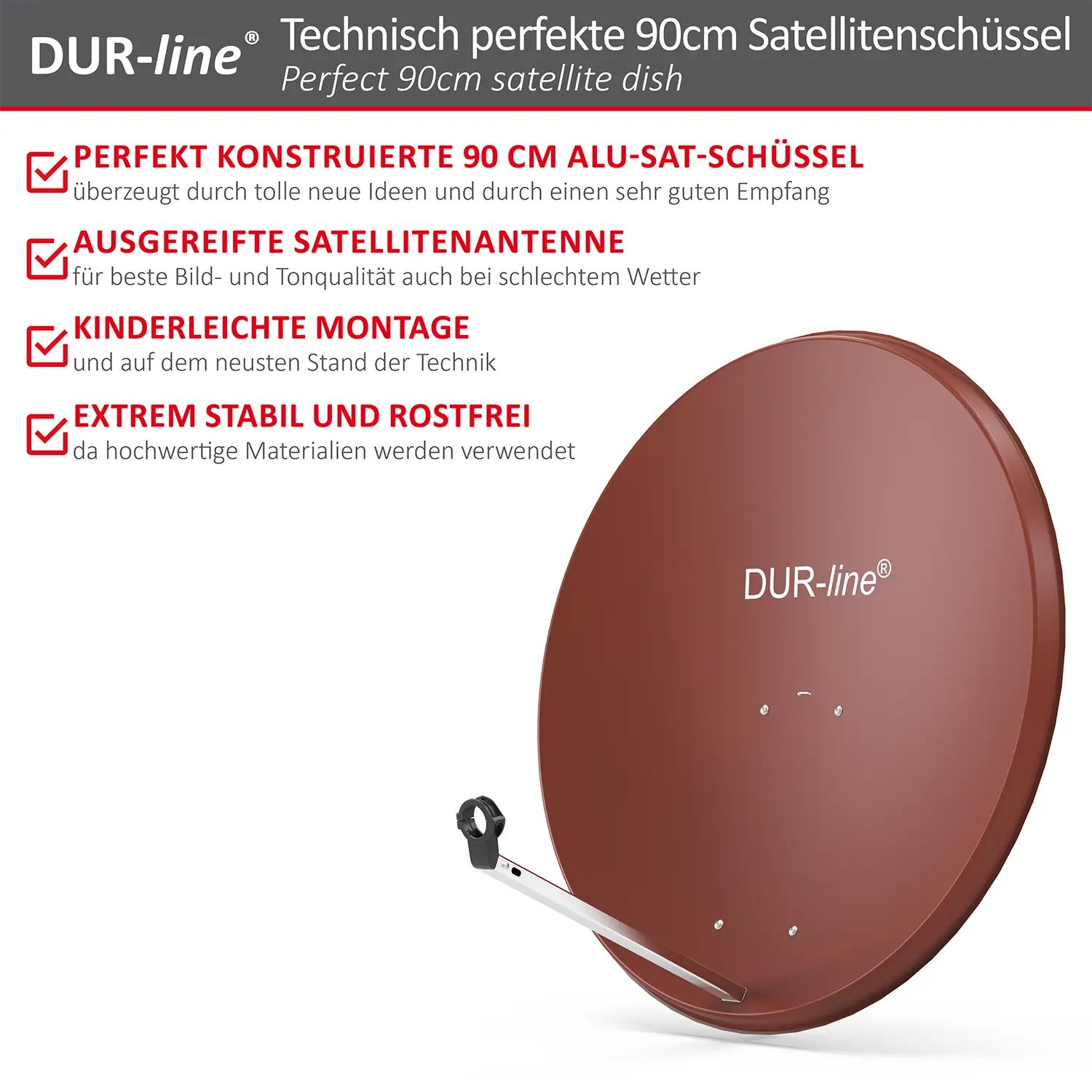 DUR-line MDA 90 Rot - Alu Sat-Reflektor