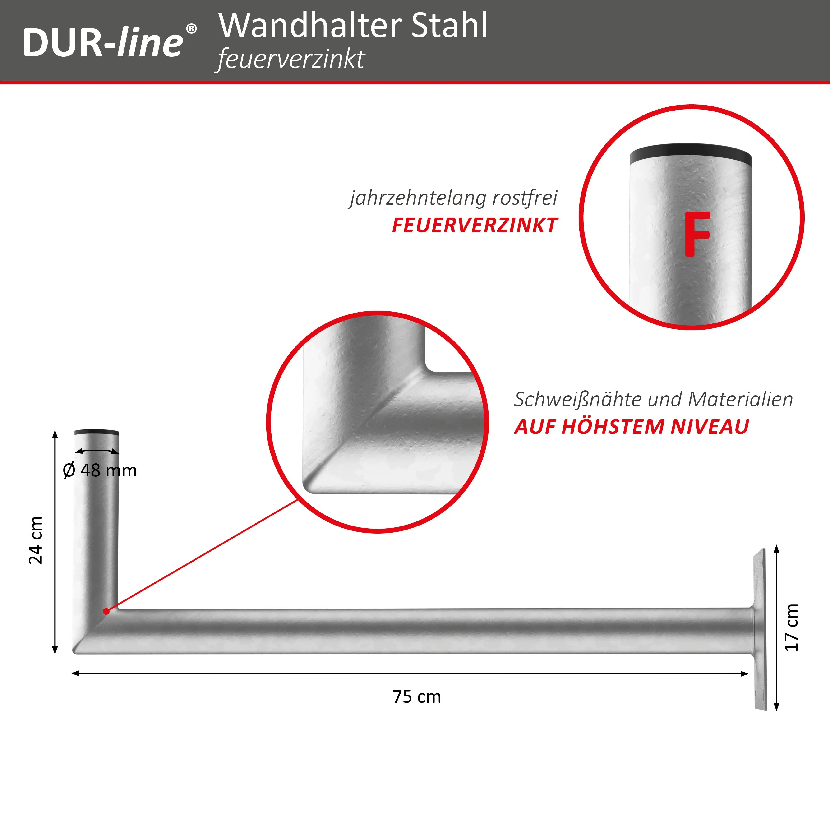 DUR-line WHSF 75 - Stahl Wandhalter