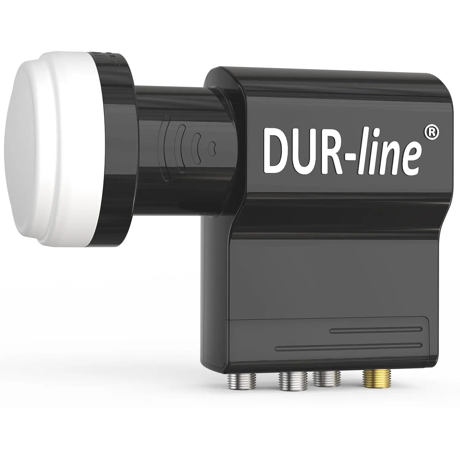 DUR-line UK 104 Unicable LNB – Perspektive von vorn mit Schatten DUR-line UK 104 - Unicable LNB