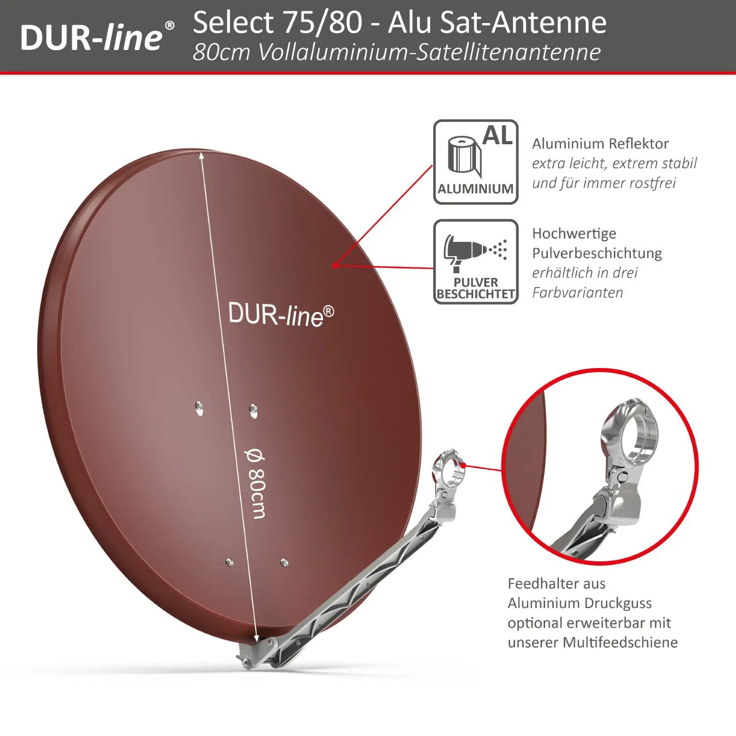 DUR-line Select 75/80 Rot - Alu Sat-Reflektor