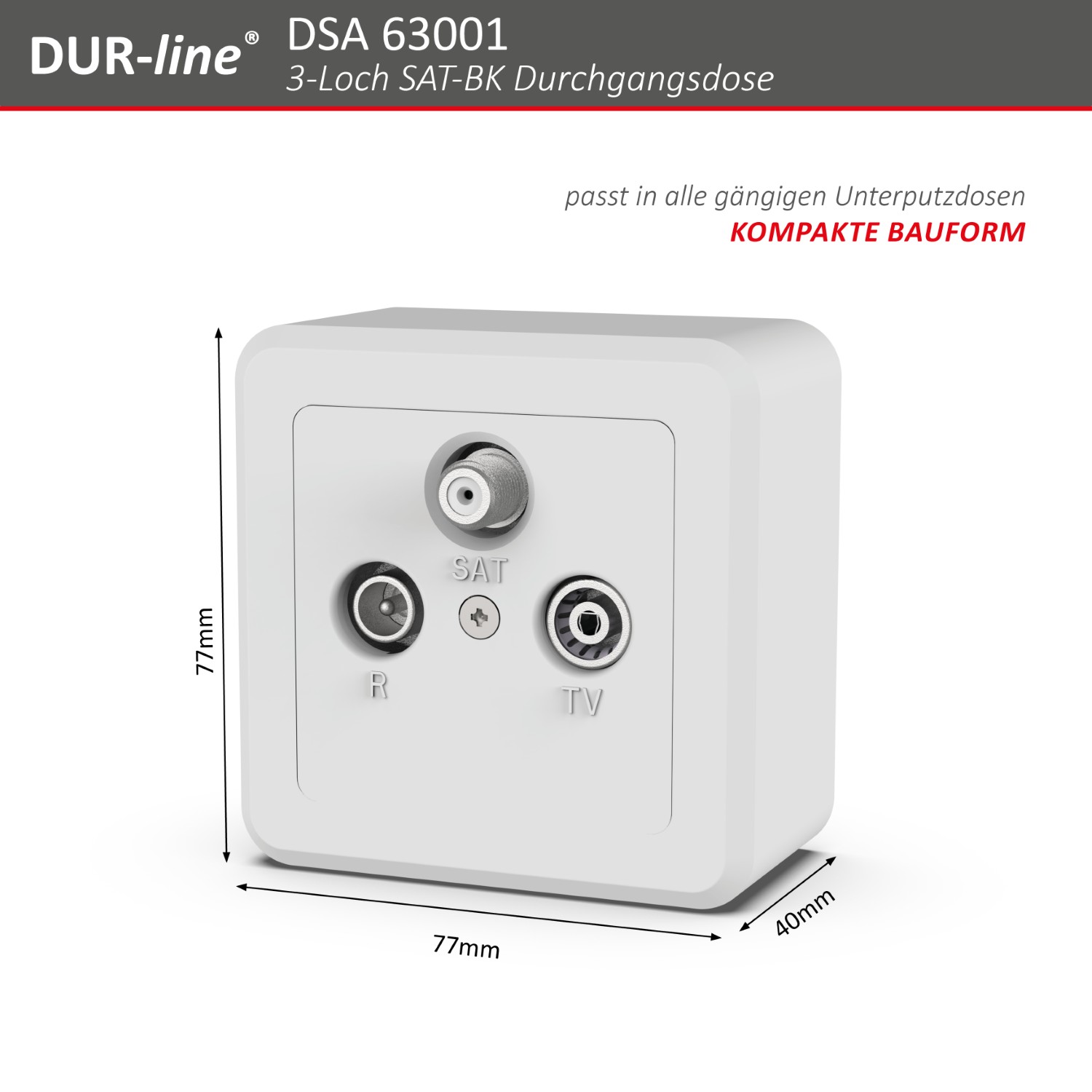 DUR-line DSA 63001 - Sat-Durchgangsdose – Abmessungen