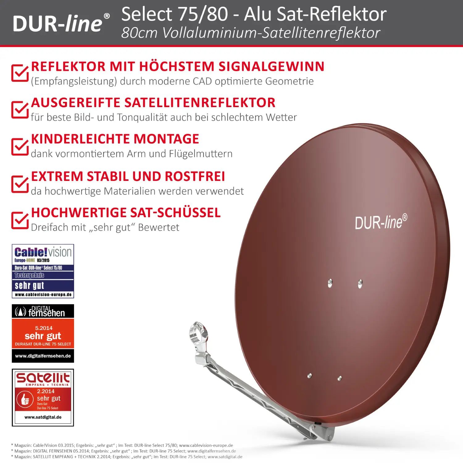 DUR-line Select 75/80 Rot - Alu Sat-Reflektor