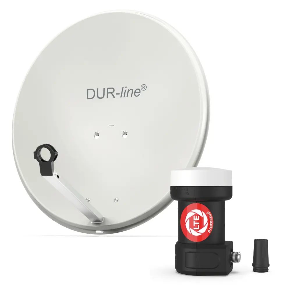 DUR-line MDA 60 Hellgrau - Digitale 1 Teilnehmer Satellitenschüssel Komplett-Anlage mit +Ultra Single - LNB 