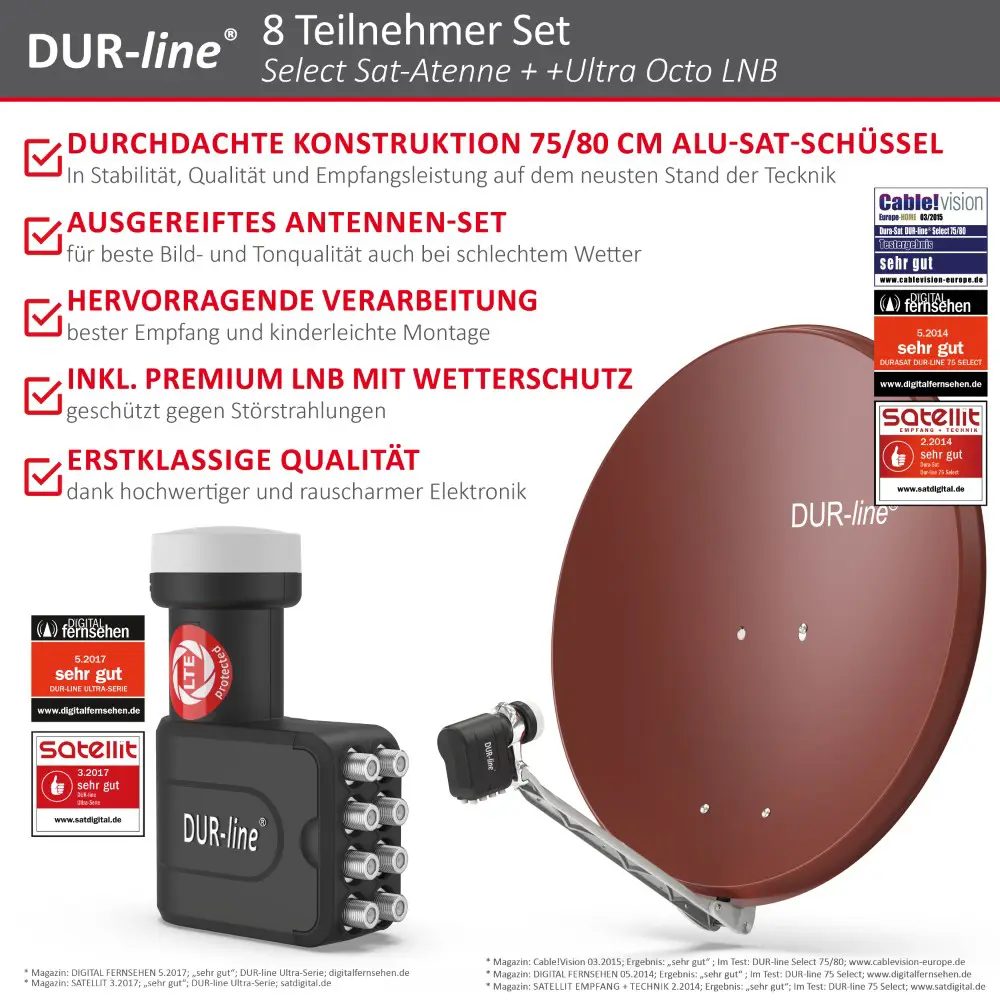 DUR-line Select 75/80 Rot - Sat-Komplettanlage mit Octo LNB DUR-line Select 75/80 Rot - Sat-Komplettanlage mit Octo LNB