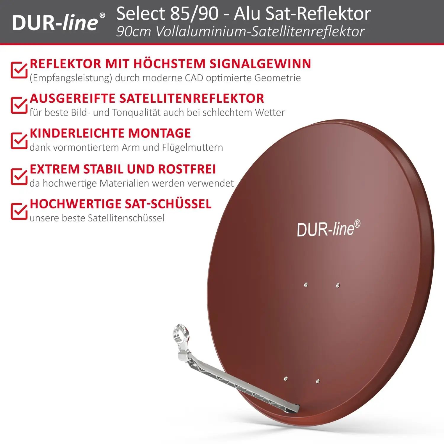 DUR-line Select 85/90 Rot - Alu Sat-Reflektor