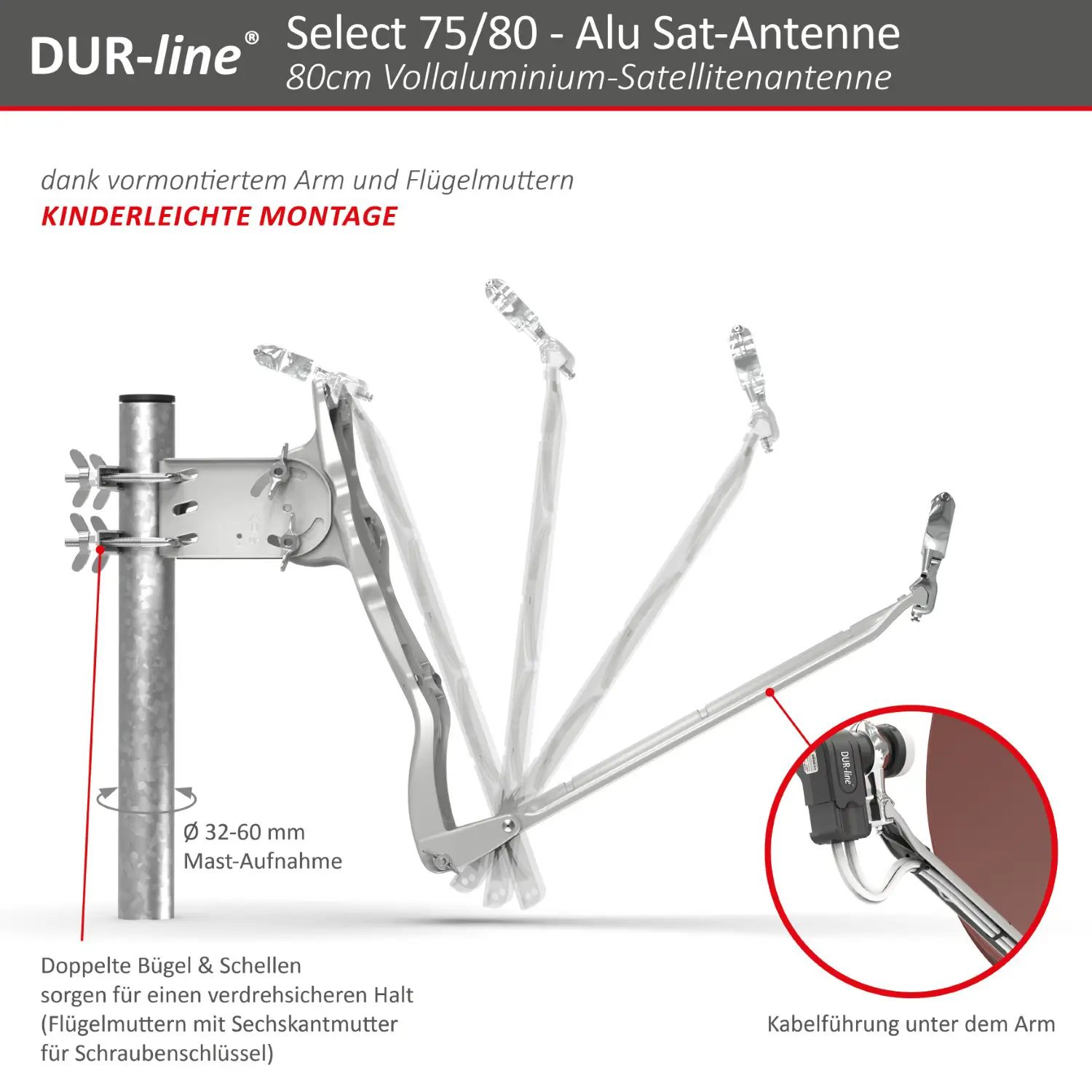 DUR-line Select 75/80 Rot - Alu Sat-Reflektor DUR-line Select 75/80 Rot - Alu Sat-Reflektor
