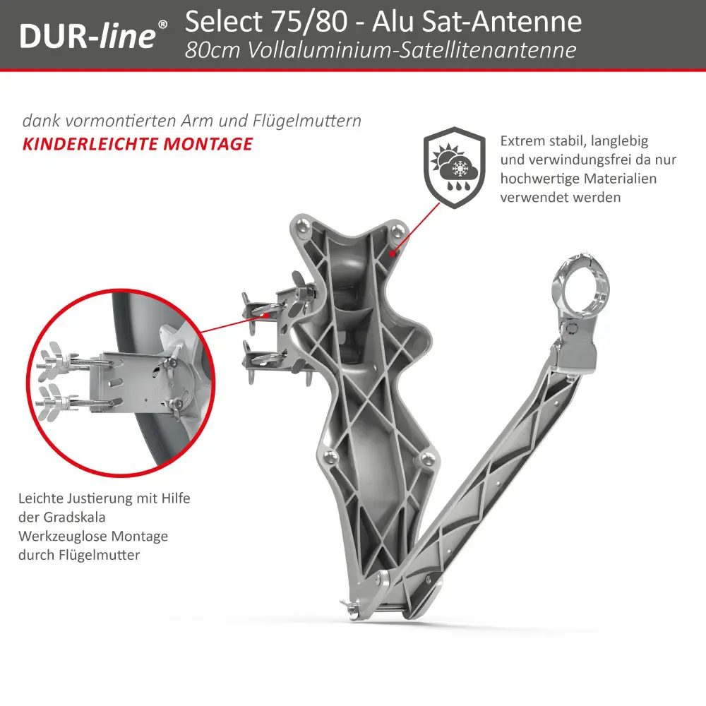 DUR-line Select 75/80 Anthrazit - Sat-Komplettanlage mit Quad LNB