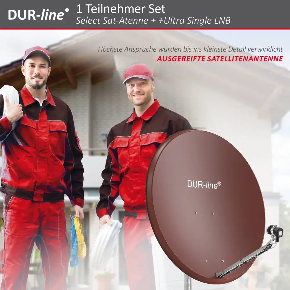 DUR-line Select 85/90 Rot - Sat-Komplettanlage mit Single LNB