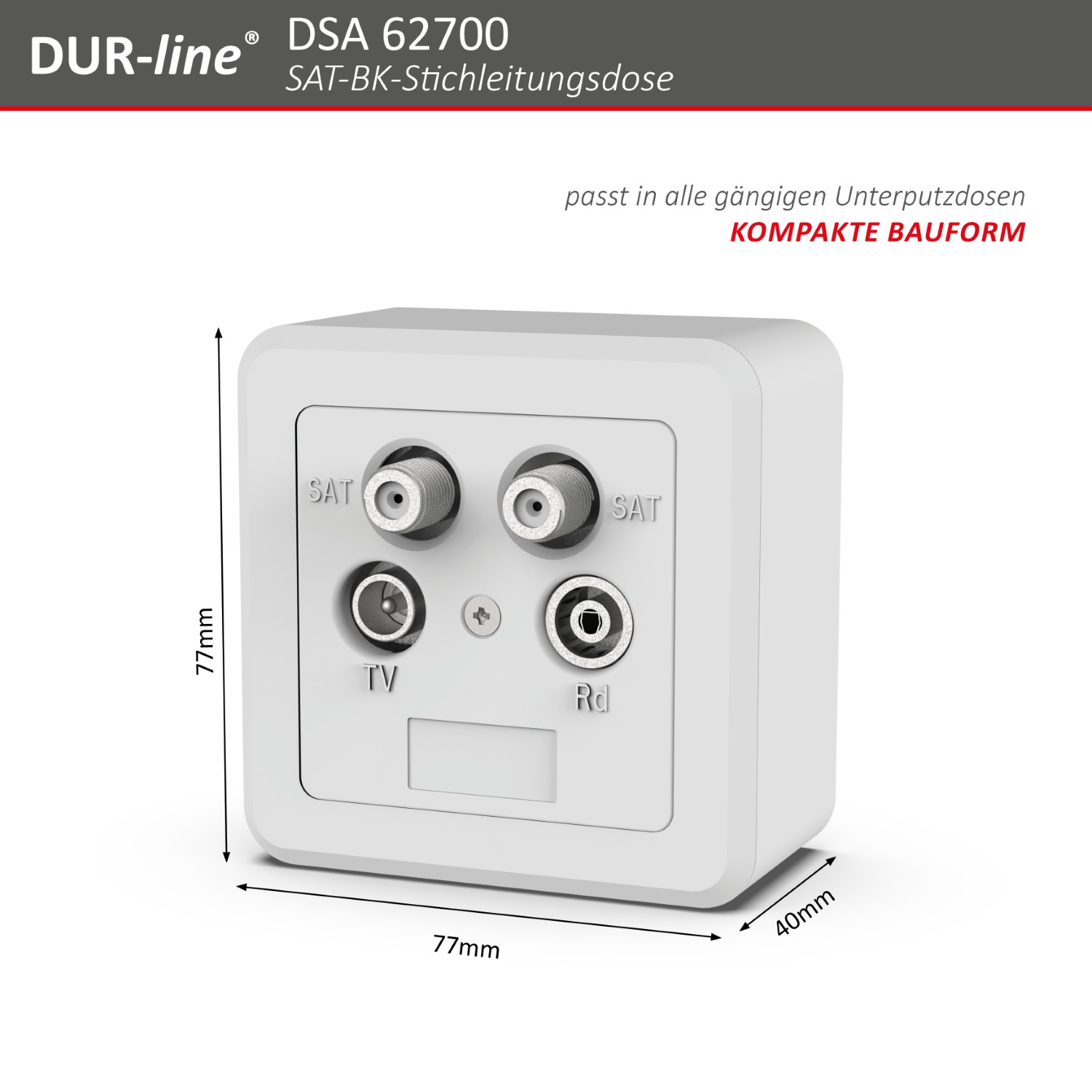 DUR-line DSA 62700 - Sat-Stichleitungsdose – Abmessungen
