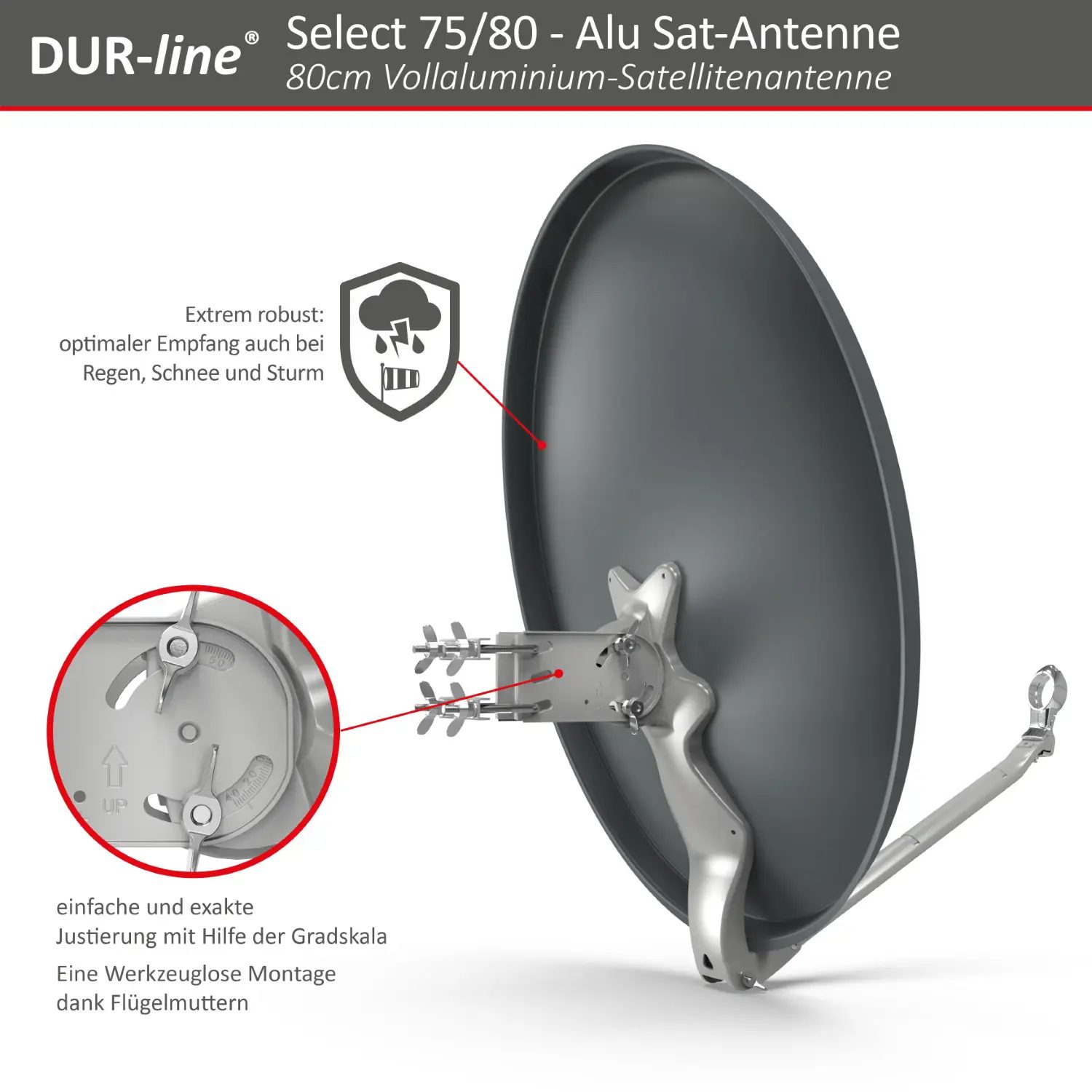 DUR-line Select 75/80 Anthrazit - Alu Sat-Reflektor