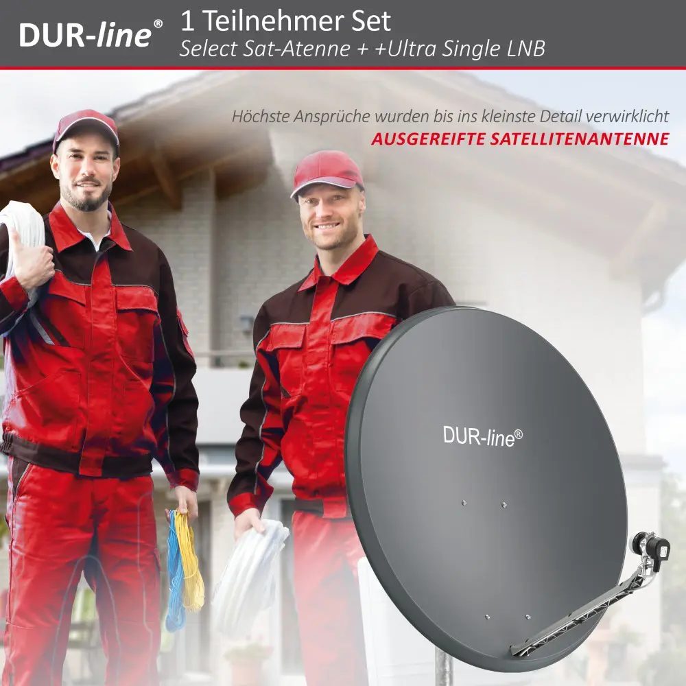 DUR-line Select 85/90 Anthrazit - Sat-Komplettanlage mit Single LNB