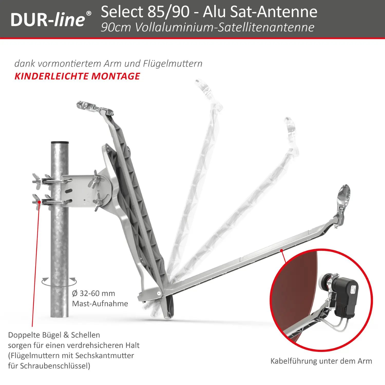 DUR-line Select 85/90 Rot - Alu Sat-Reflektor