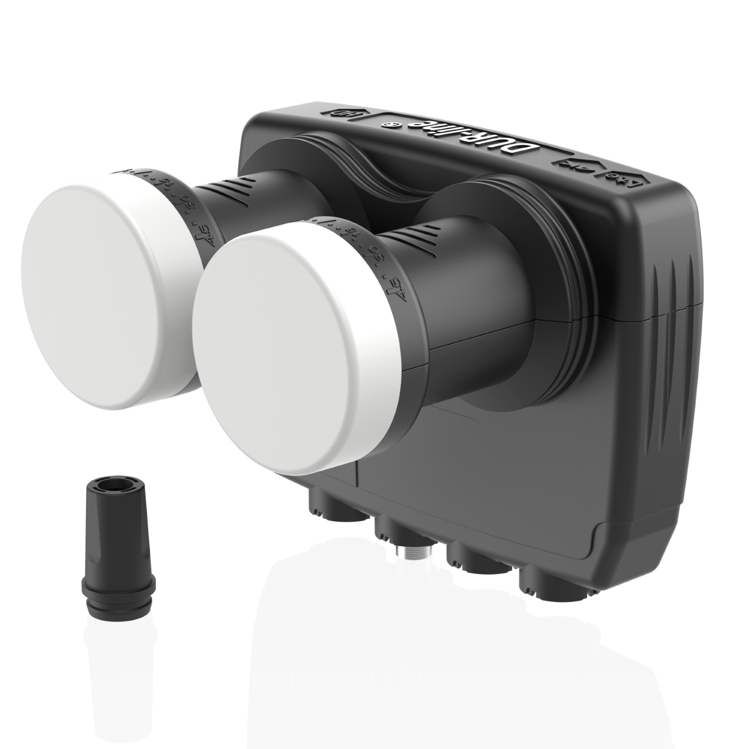 DUR-line MB6-UK Monoblock dCSS LNB – Produktansicht mit Wetterschutzkappe DUR-line Monoblock dCSS LNB