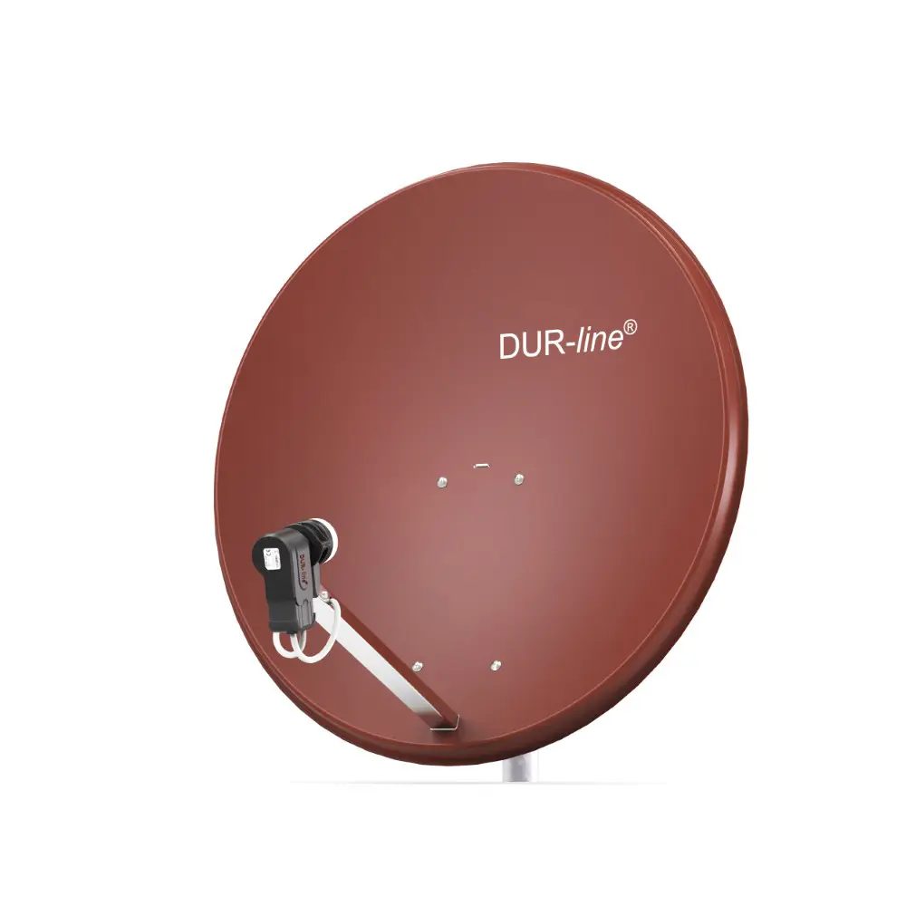 DUR-line MDA 80 Rot - Digiatale 2 Teilnehmer Satellitenschüssel Komplett-Anlage mit +Ultra Twin - LNB 