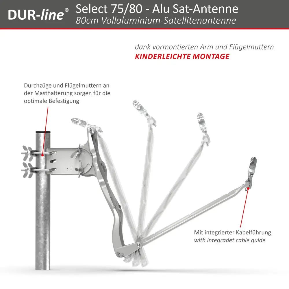 DUR-line Select 75/80 Hellgrau - Sat-Komplettanlage mit Single LNB