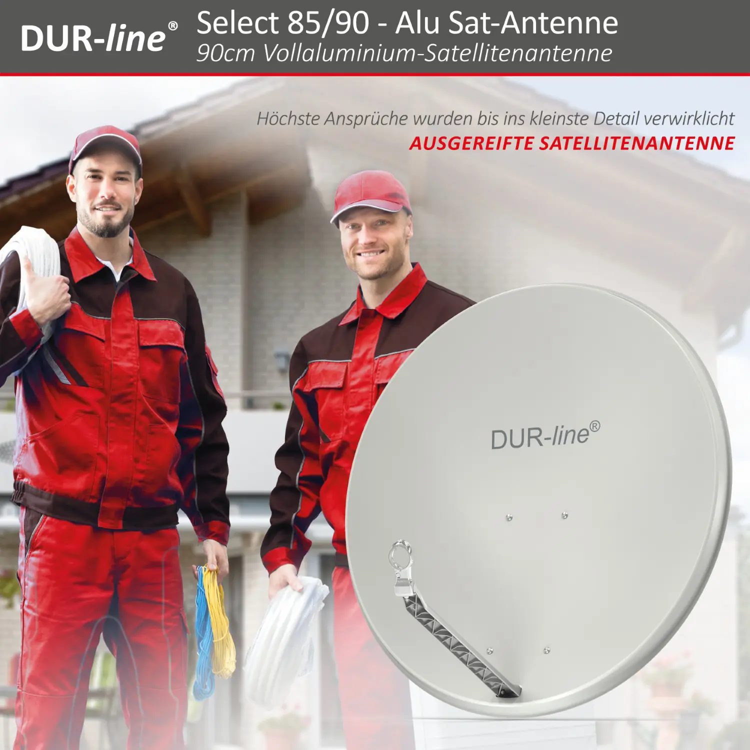 DUR-line Select 85/90 Hellgrau - Alu Sat-Reflektor