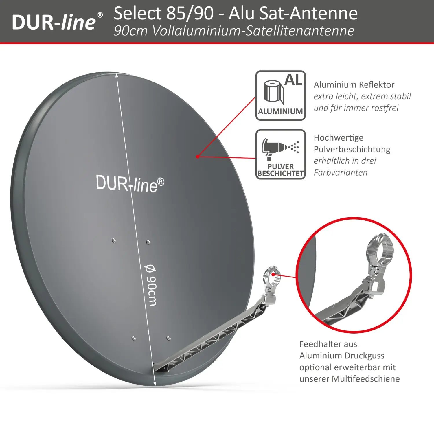 DUR-line Select 85/90 Anthrazit - Alu Sat-Reflektor DUR-line Select 85/90 Anthrazit - Alu Sat-Reflektor