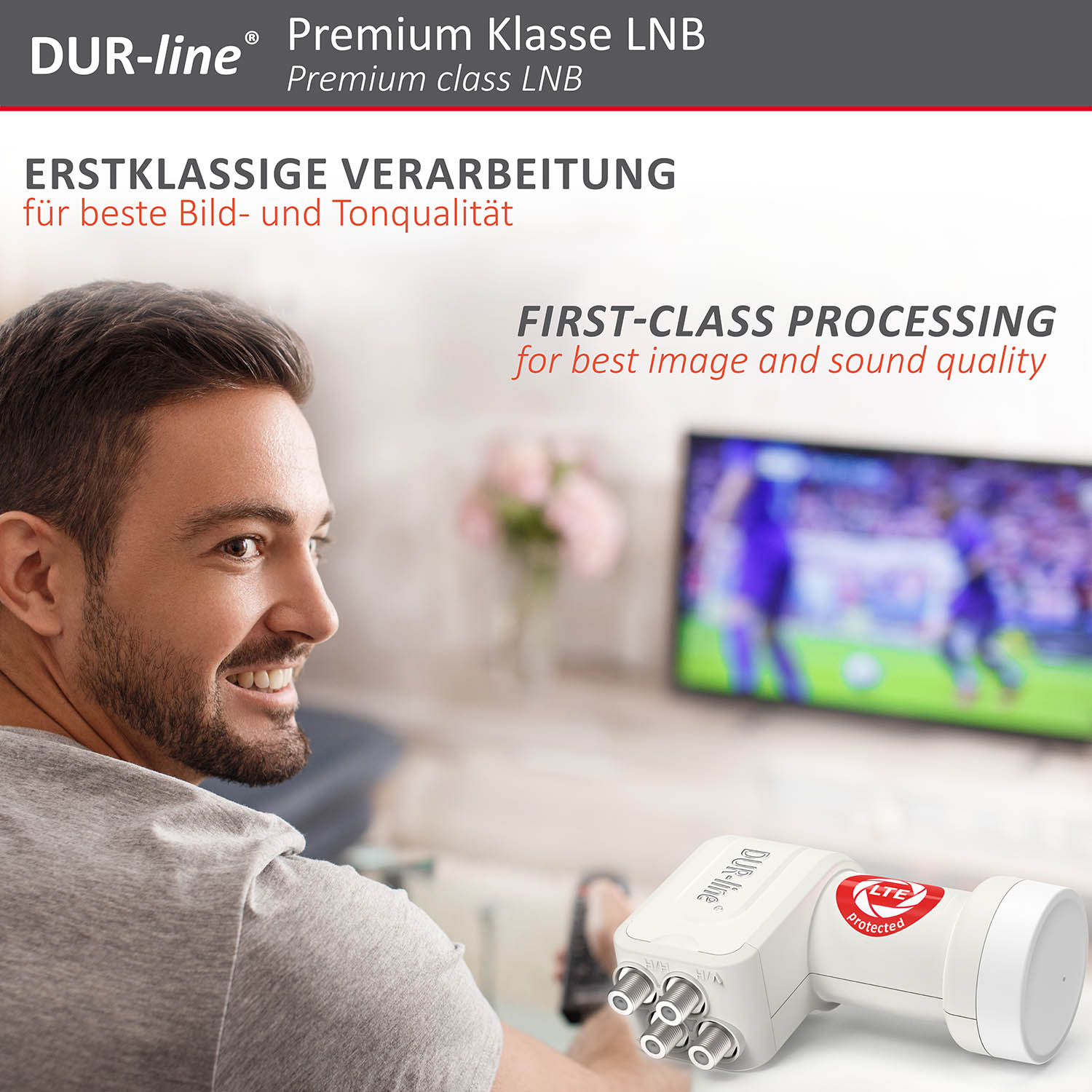 DUR-line +Ultra Quattro white LNB – im Wohnzimmer im Einsatz B-Ware: DUR-line +Ultra Quattro white - LNB