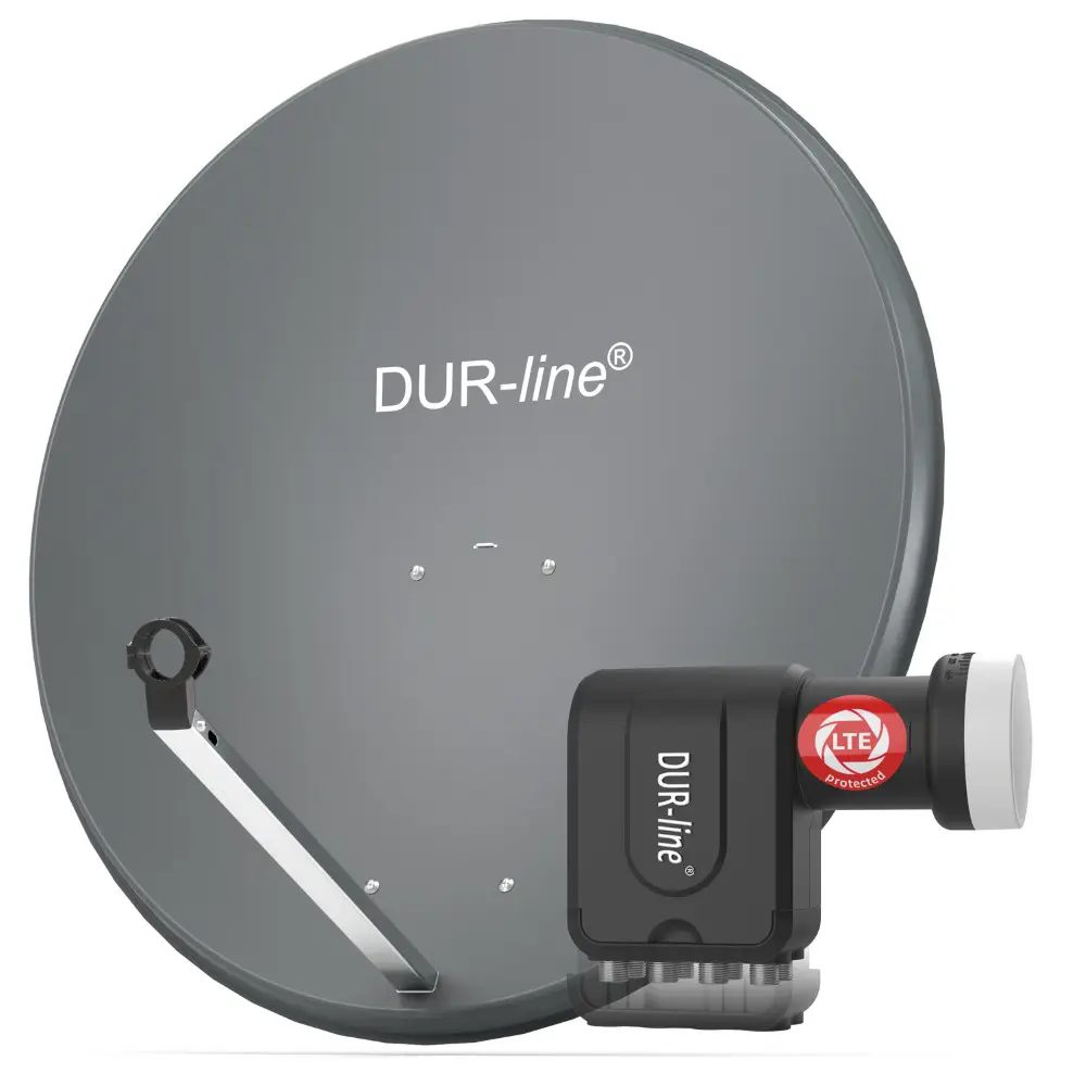 DUR-line MDA 90 Anthrazit - Digiatale 8 Teilnehmer Satellitenschüssel Komplett-Anlage mit +Ultra Octo - LNB 