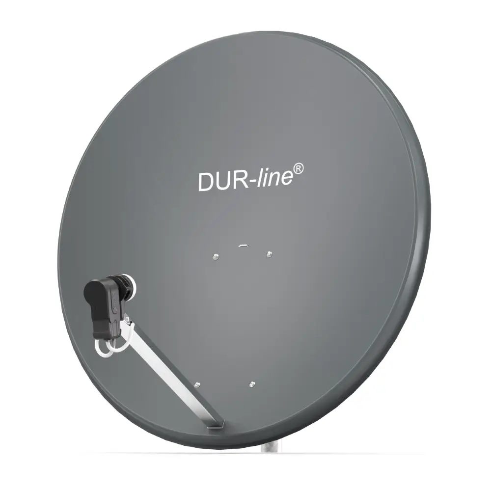 DUR-line MDA 90 Anthrazit - Digitale 2 Teilnehmer Satellitenschüssel Komplett-Anlage mit +Ultra Twin - LNB