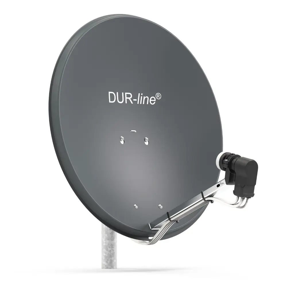 DUR-line MDA 60 Anthrazit - Digiatale 4 Teilnehmer Satellitenschüssel Komplett-Anlage mit +Ultra Quad - LNB