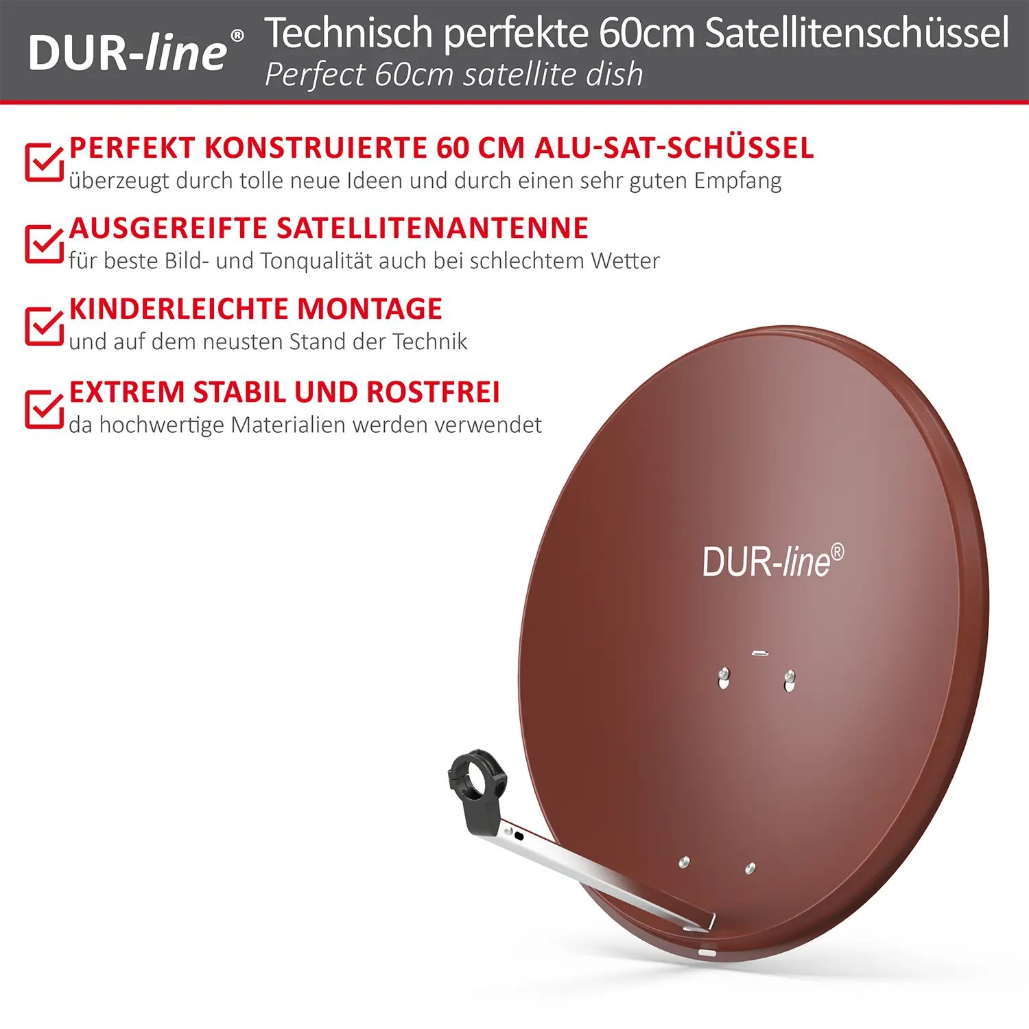 DUR-line MDA 60 Rot - Alu Sat-Reflektor