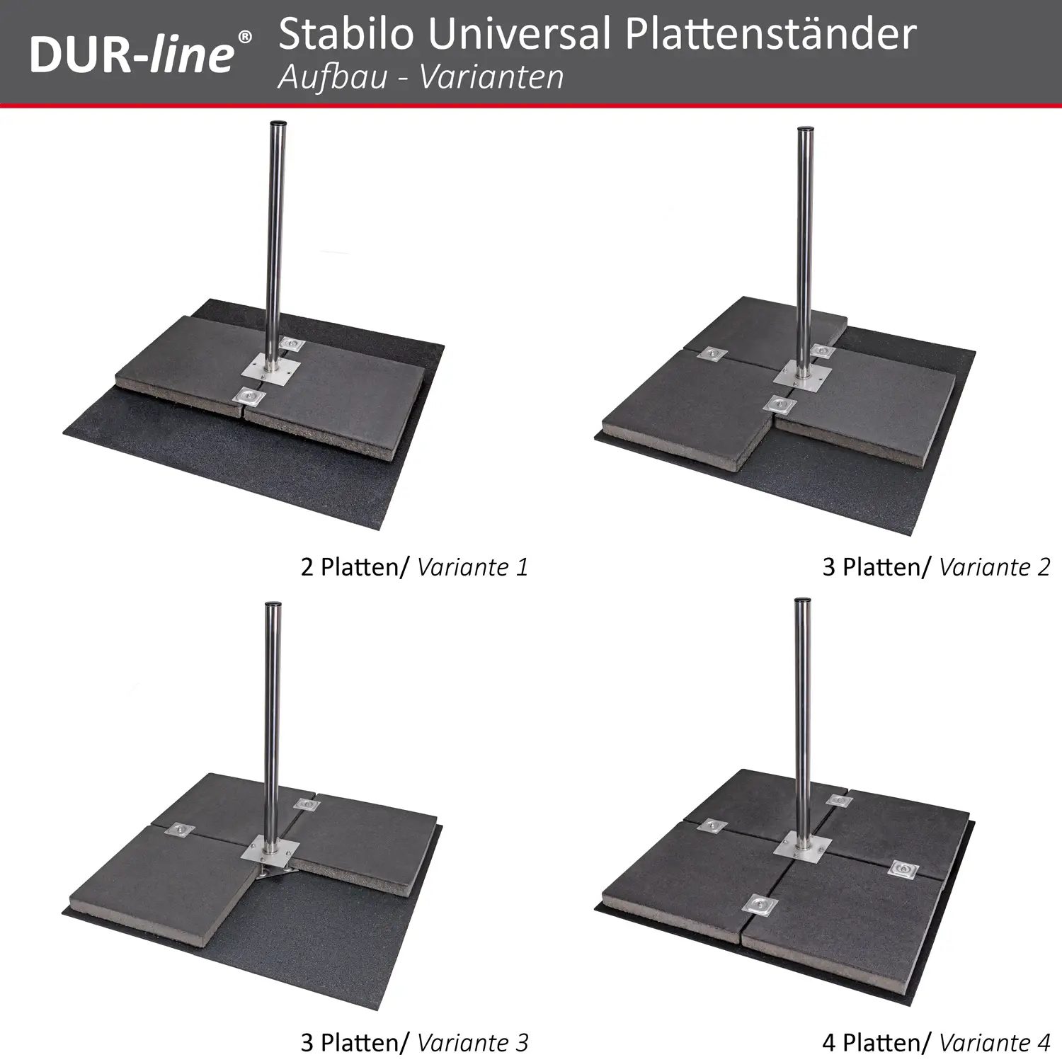 DUR-line Stabilo 4PL Edelstahl - Universal Plattenständer